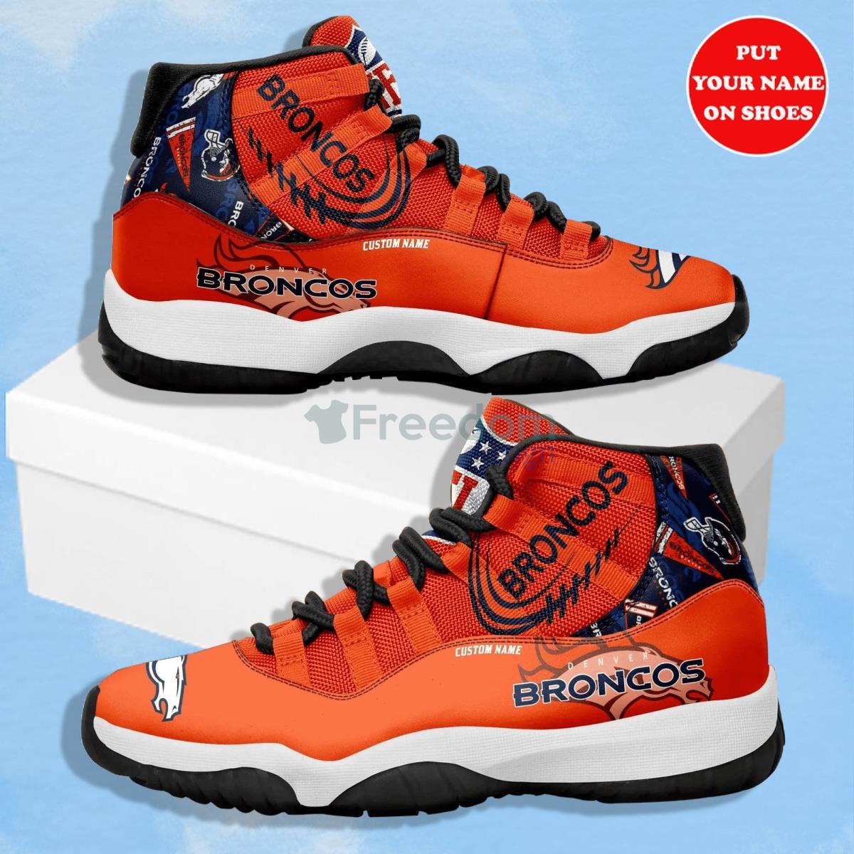 Denver Broncos NFL Logo Air Jordan 11 Shoes Custom Name Shoes Product Photo 1