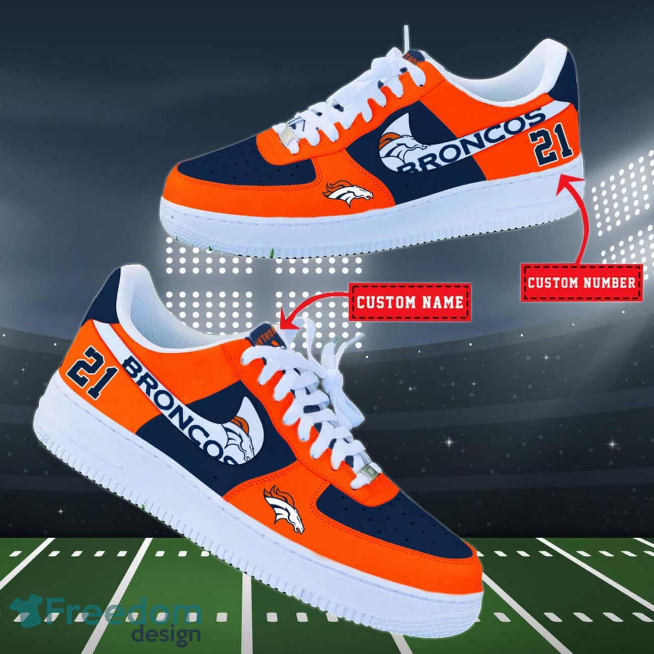 Denver Broncos NFL Personalized Air Force Shoes Custom Name Product Photo 2