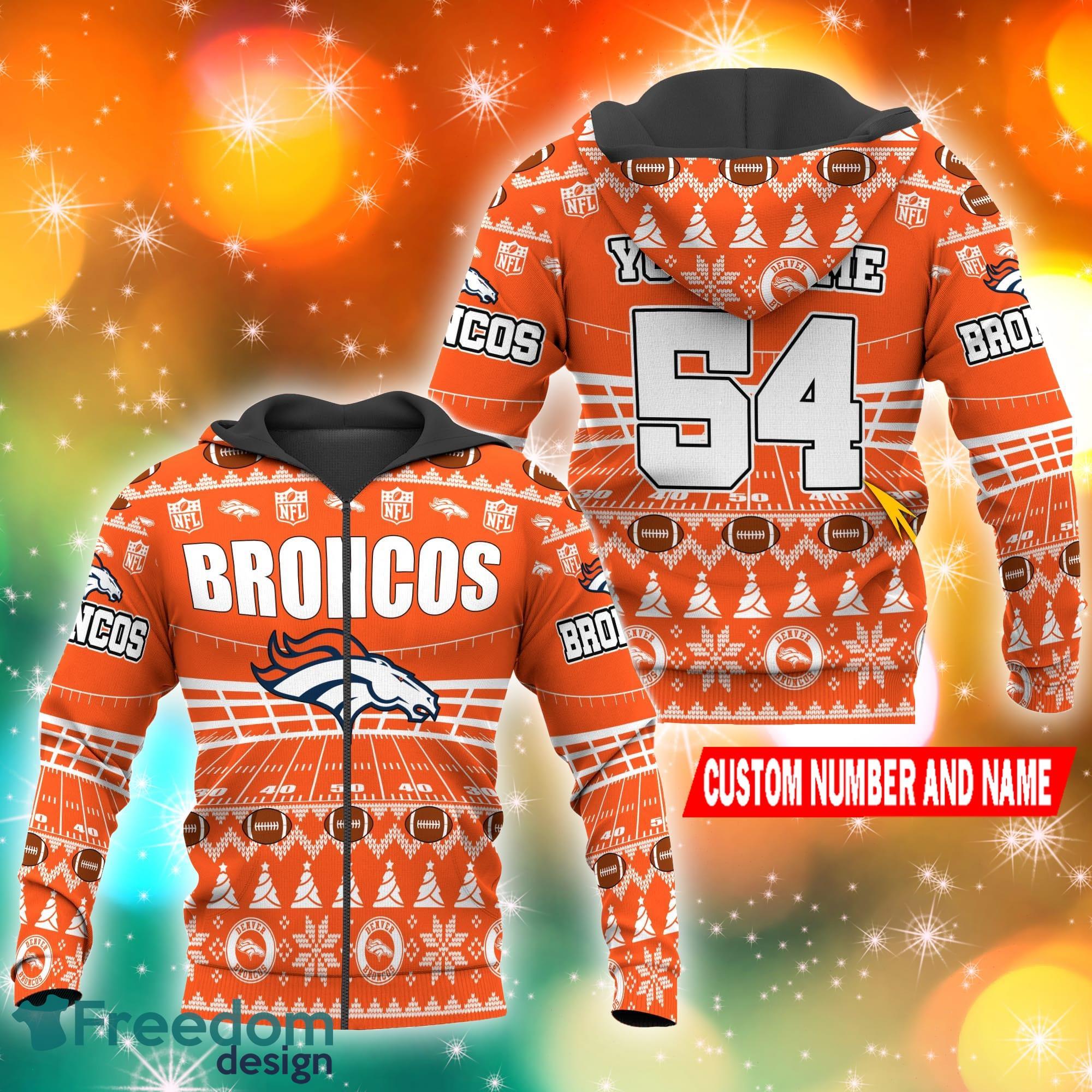 Denver Broncos NFL Ugly Stadiums Christmas 3D Zip Hoodie Custom Number And  Name - Freedomdesign