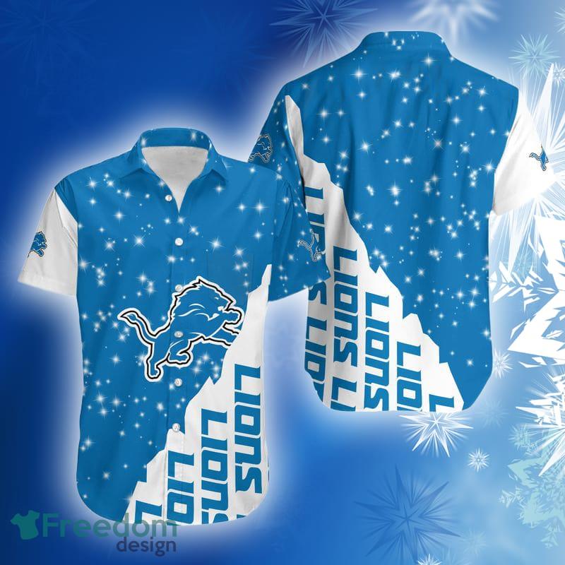 Detroit Lions Bling Bling Snowflakes Christmas Hawaiian Shirt Gift