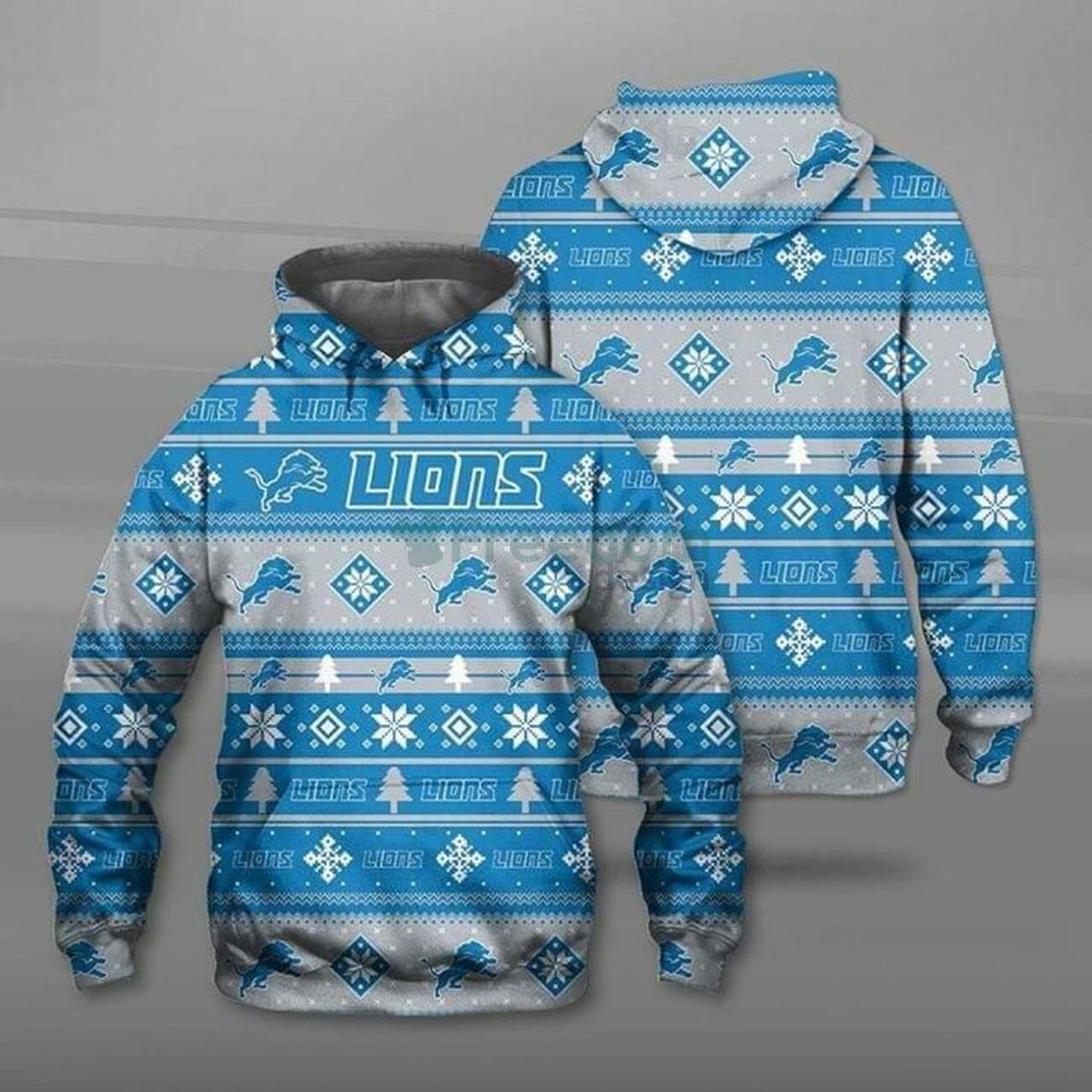 Detroit Lions Christmas 3D Pullover Hoodie - Freedomdesign