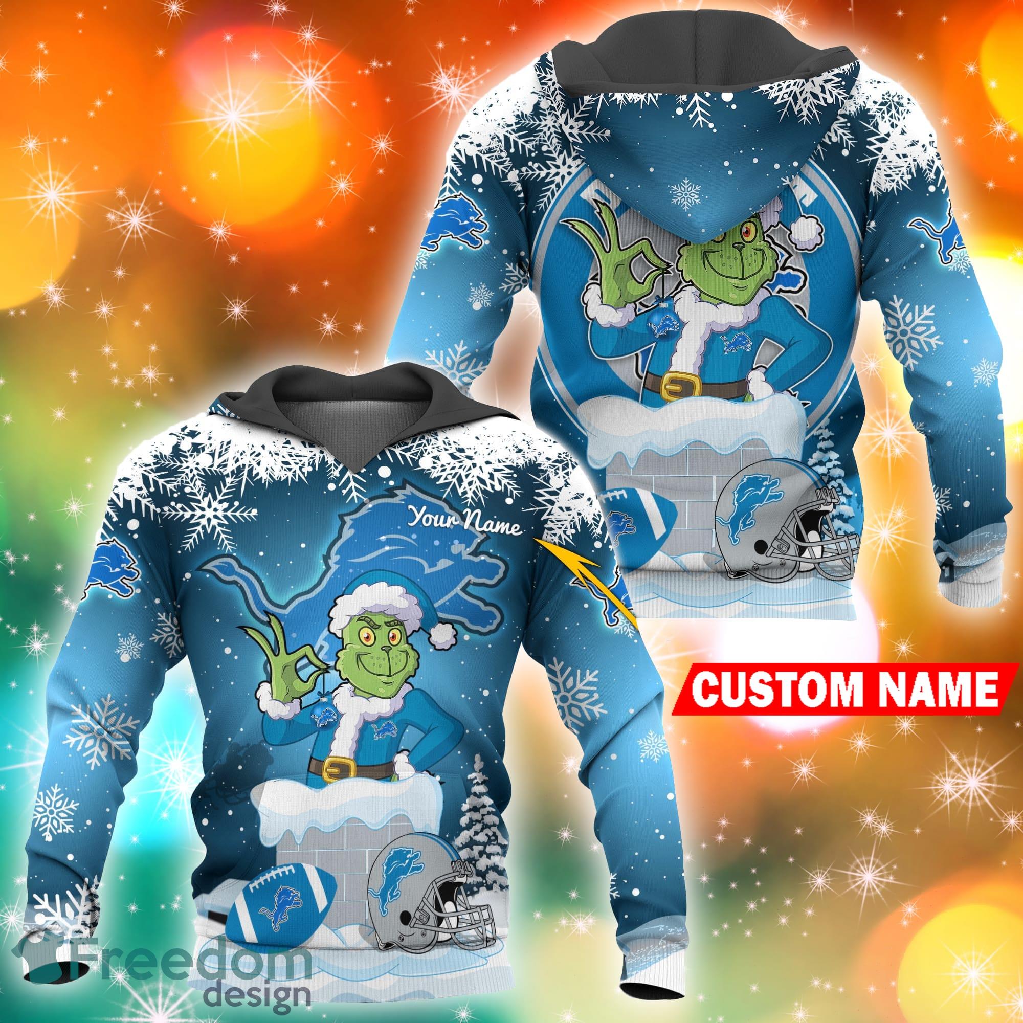 Detroit Lions NFL Christmas Grinch in Chimney 3D Hoodie Pullover Prints  Custom Name - Freedomdesign