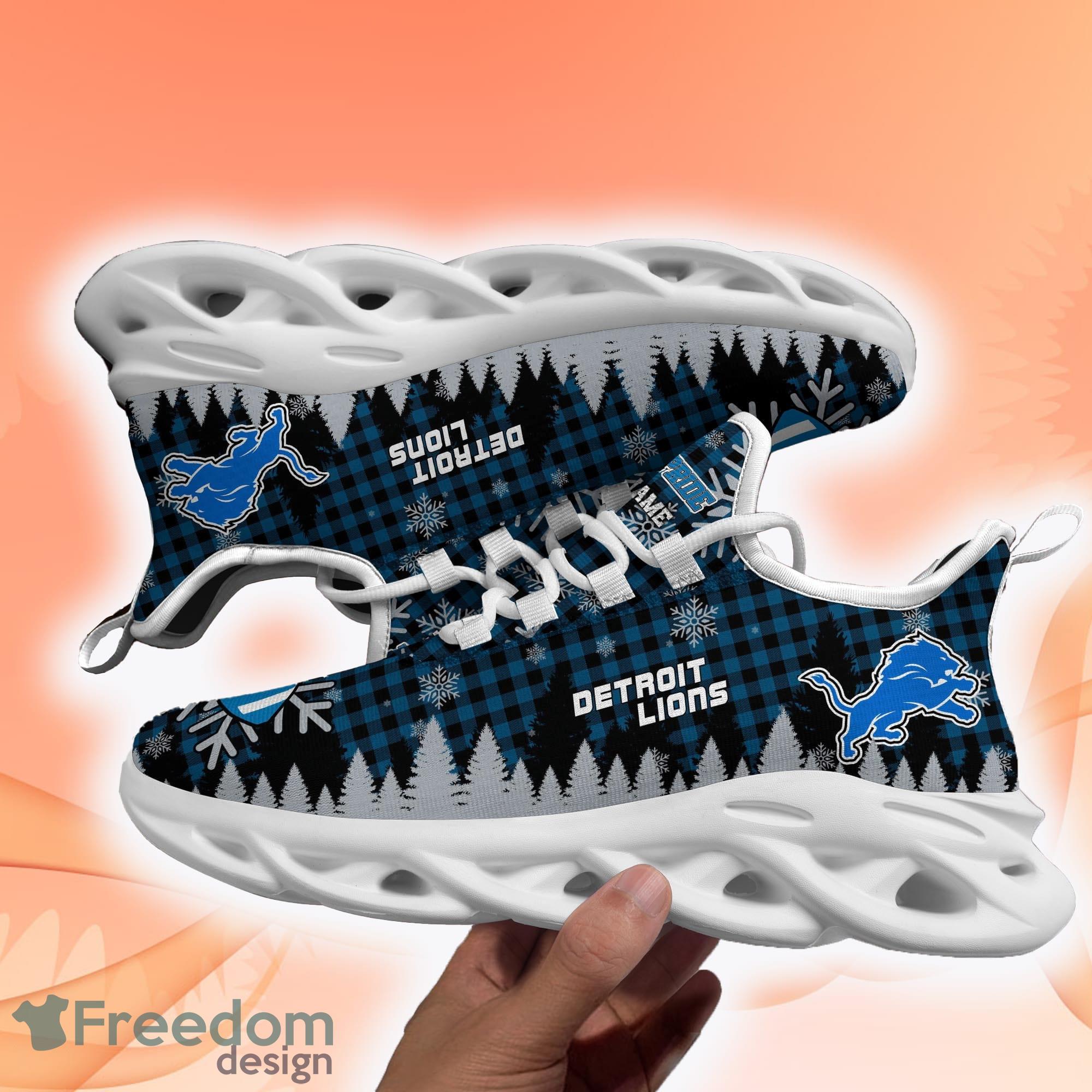 Detroit Lions Custom Name NFL Neon Light Max Soul Shoes Gift For Fans  Running Sneaker - Banantees