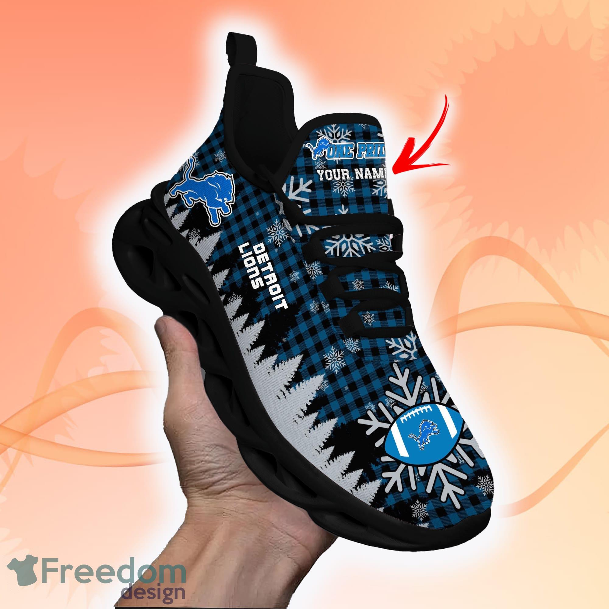 Detroit Lions Ugly Christmas Snow Flowers Blue Color Sneakers Max Soul  Shoes For Fans Gift - Freedomdesign