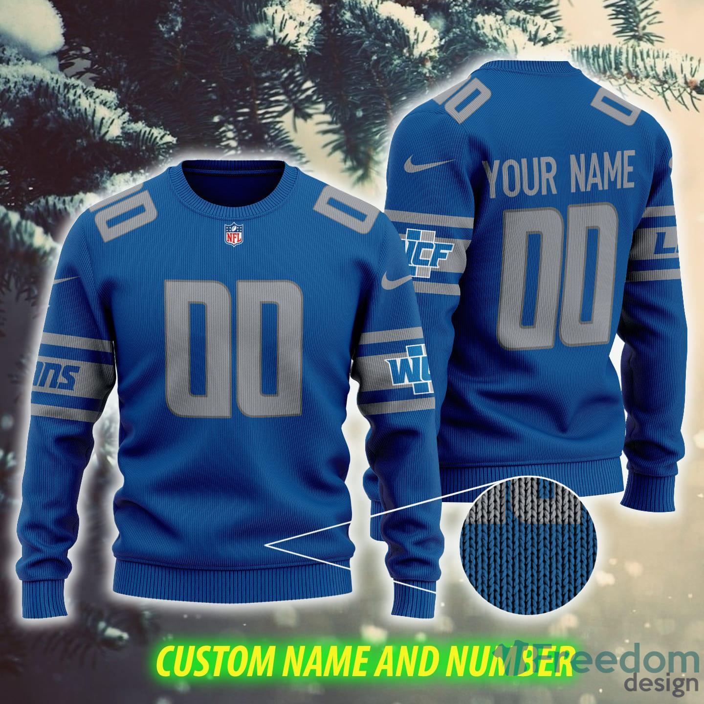 Detroit Lions Nfl Custom Name Number Ugly Christmas Sweater