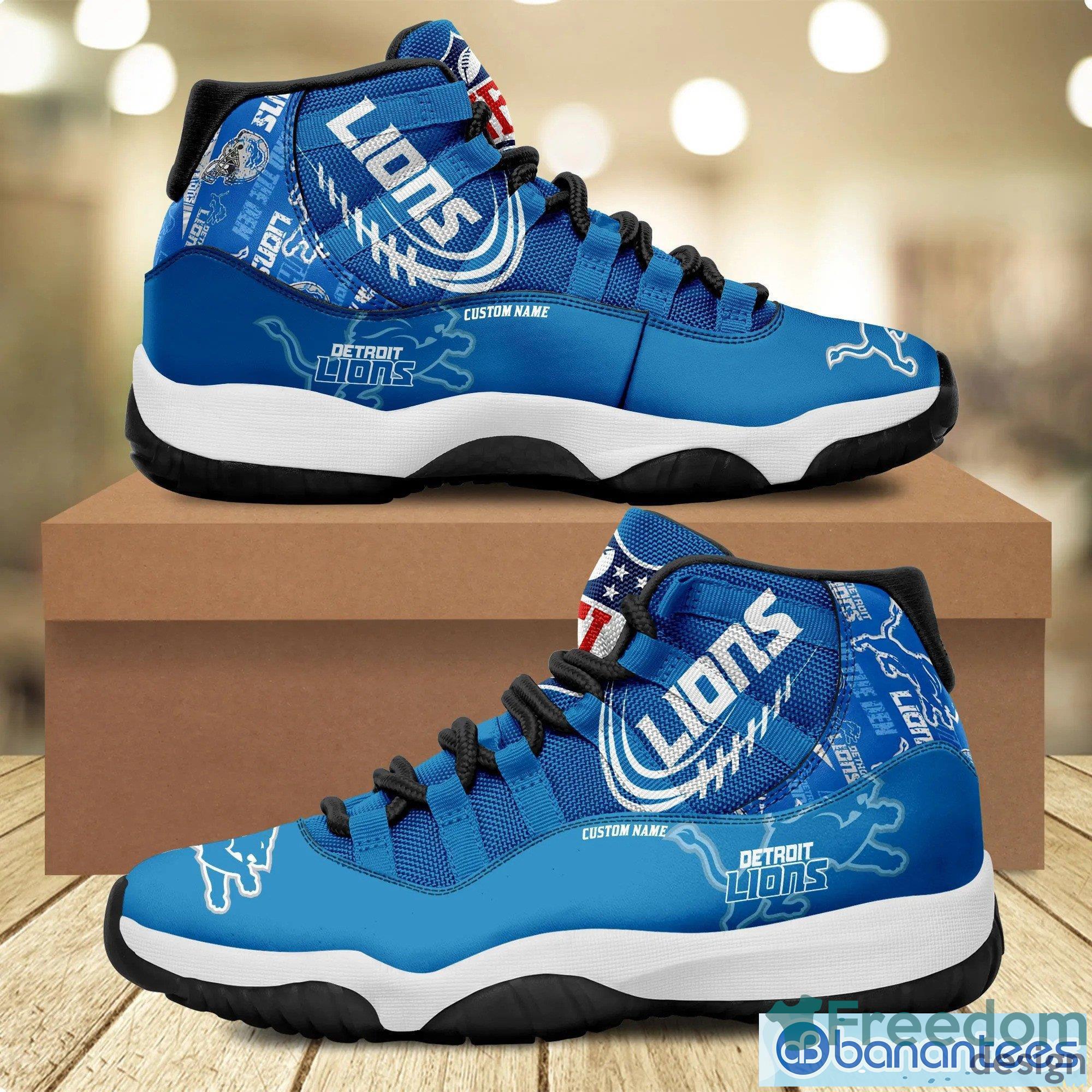 Detroit Lions Air Jordan Hightop Shoes - Freedomdesign