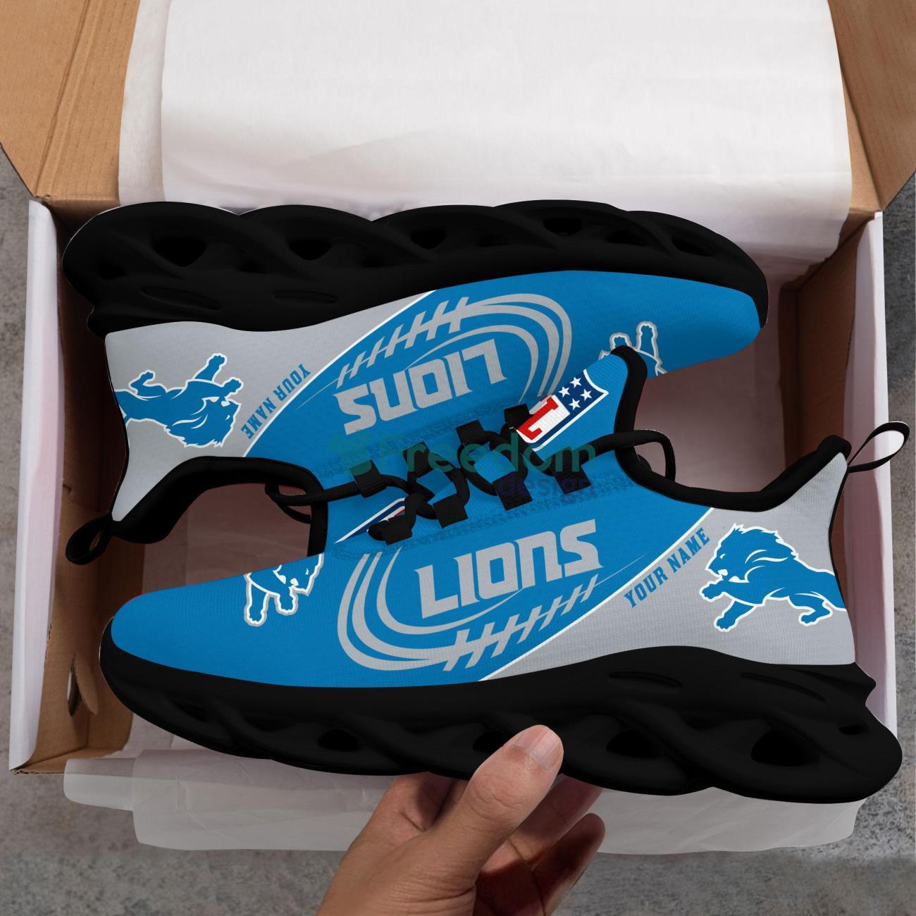 Detroit Lions NFL Custom Name Angle Wings Max Soul Shoes Trending