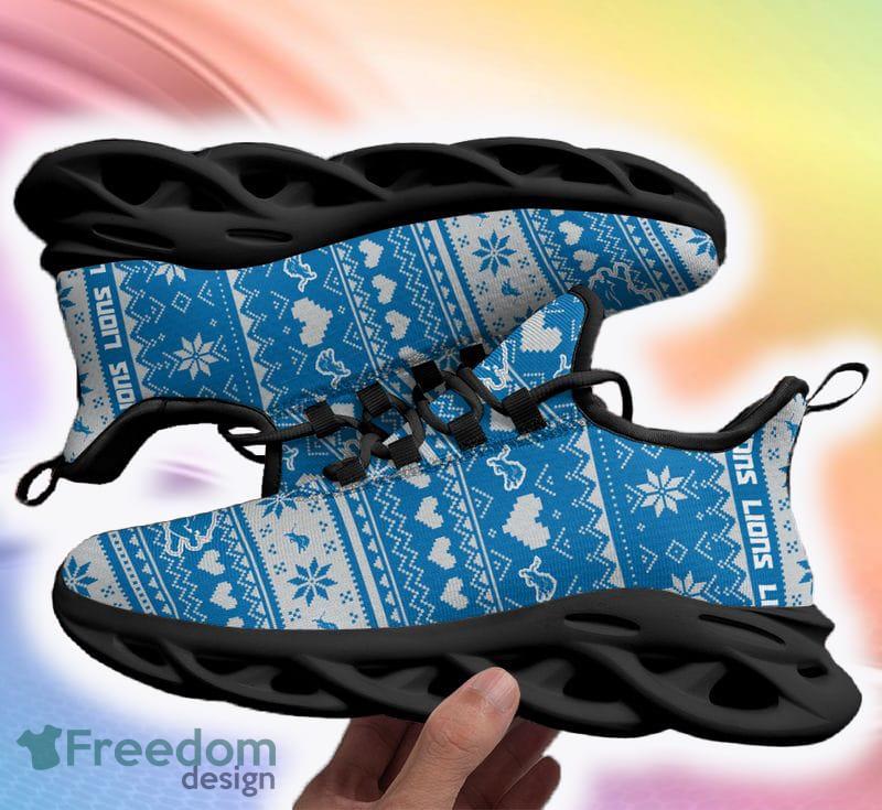 Detroit Lions Ugly Christmas Snow Flowers Blue Color Sneakers Max Soul  Shoes For Fans Gift - Freedomdesign