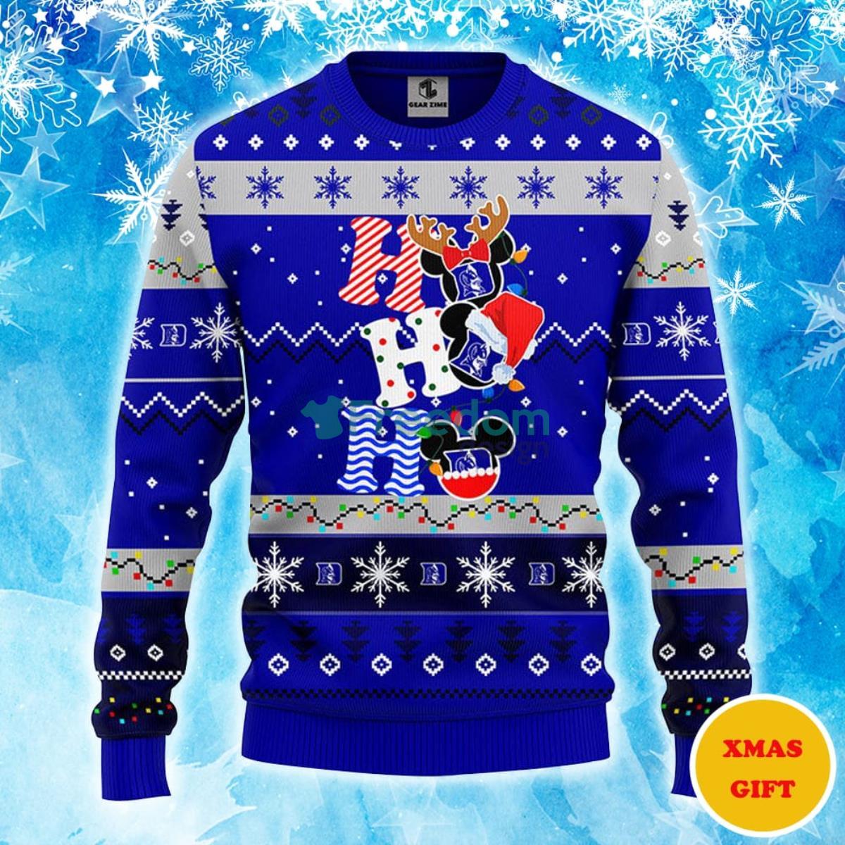 Duke Blue Devils Hohoho Mickey Christmas AOP Sweater Product Photo 1