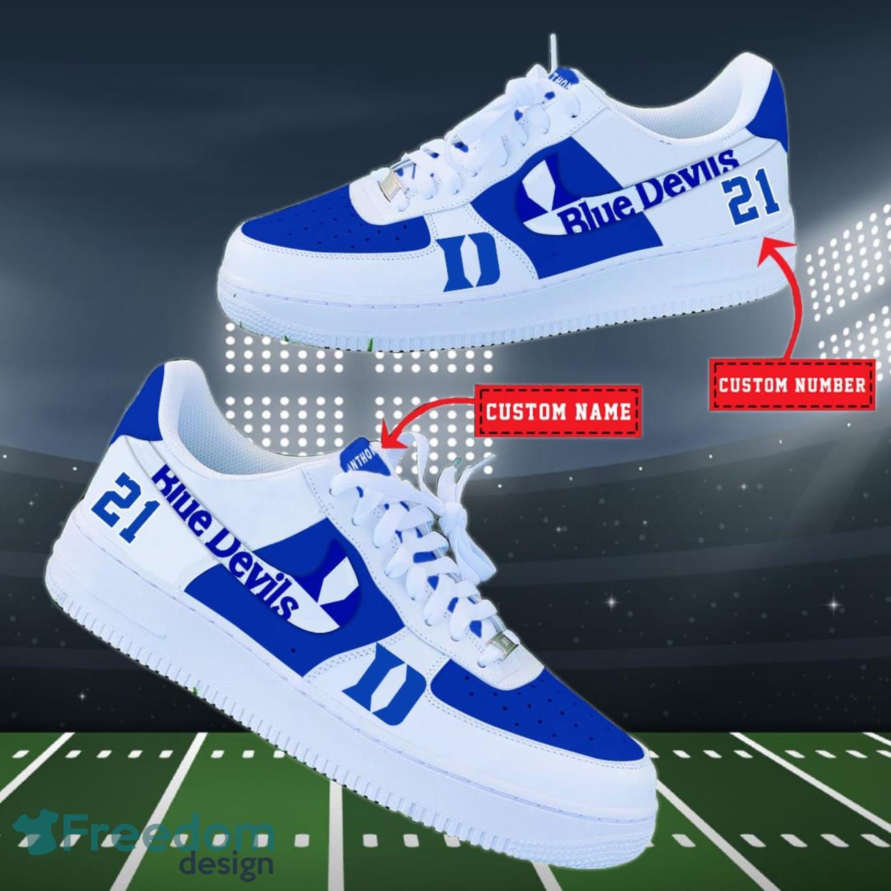 Duke Blue Devils NCAA Air Force Shoes Custom Name Product Photo 1