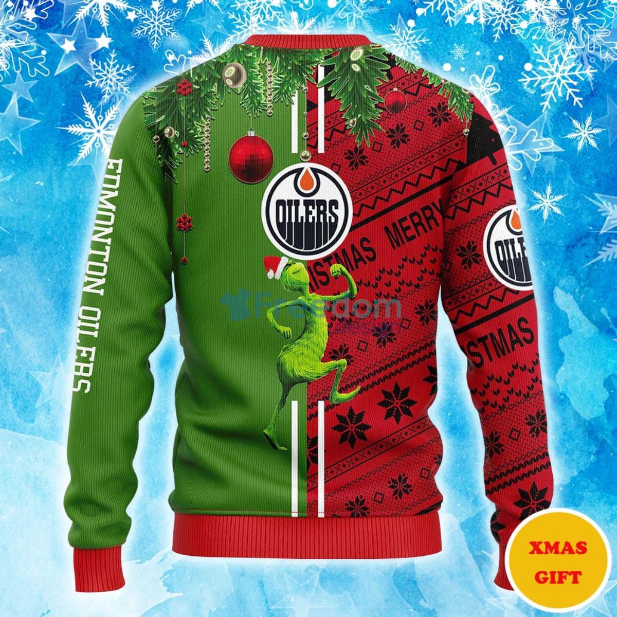 Edmonton Oilers Grinch & Scooby-doo Christmas AOP Sweater Product Photo 1