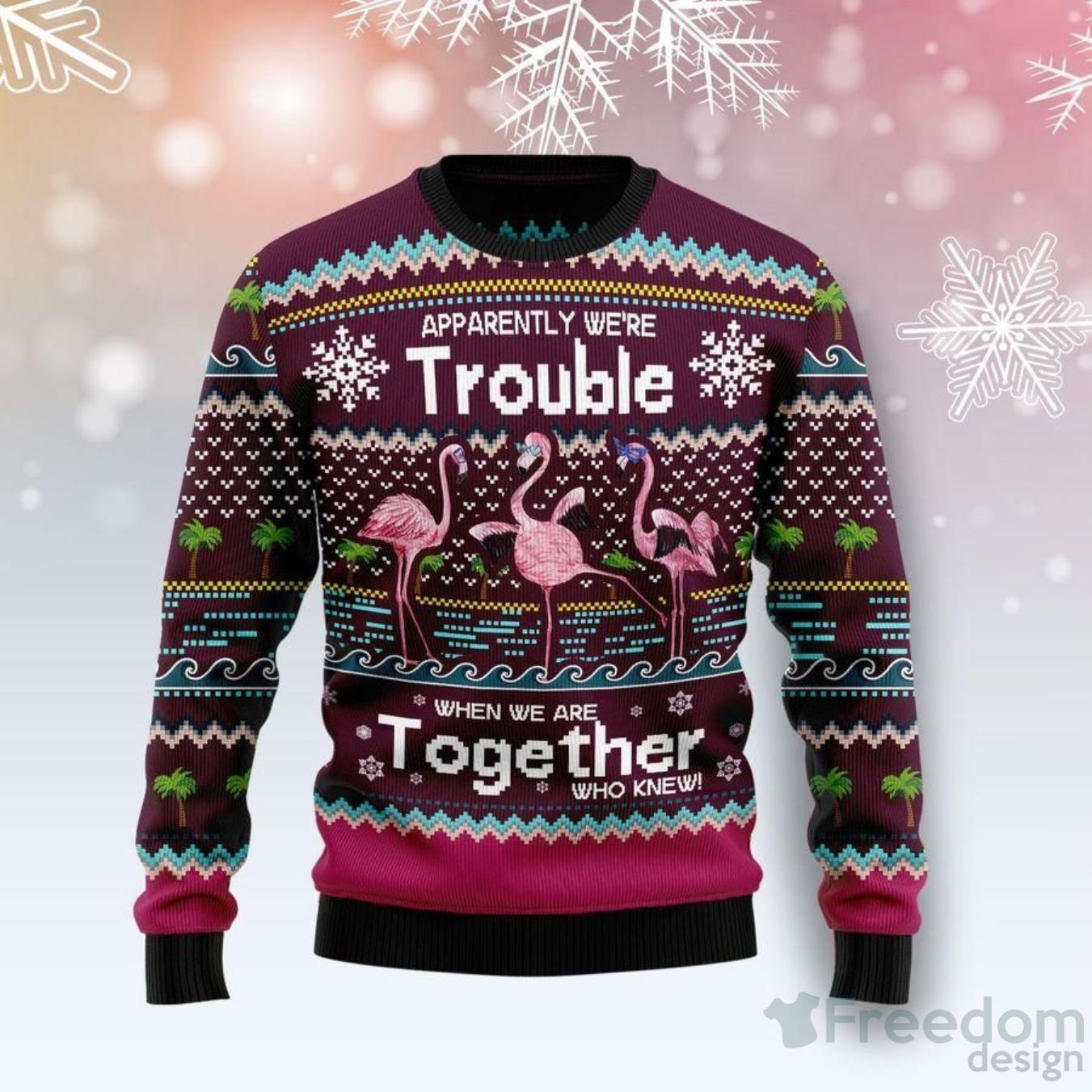 Flamingo Trouble Ugly Sweater For Christmas Product Photo 1