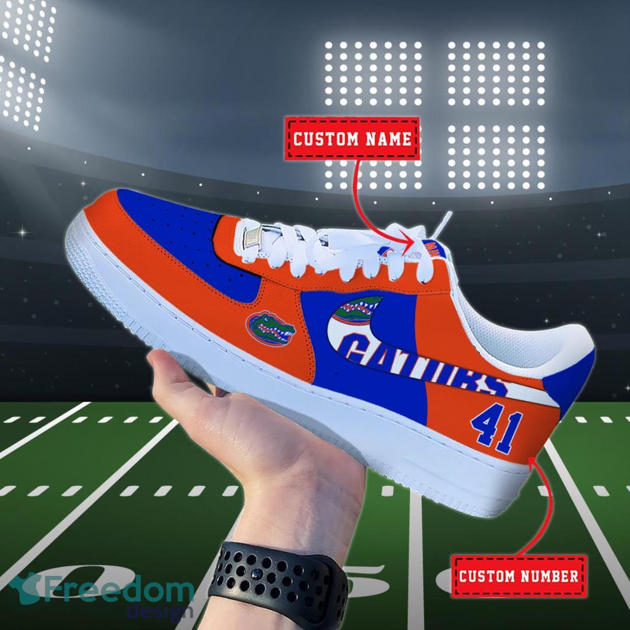 Florida Gators NCAA Air Force Shoes Custom Name Product Photo 1