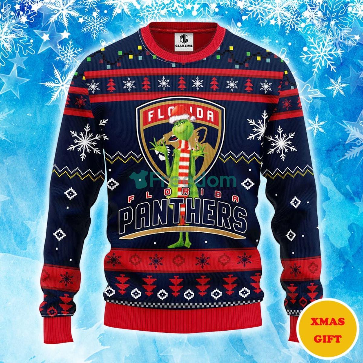 Florida Panthers Funny Grinch Christmas AOP Sweater Product Photo 1