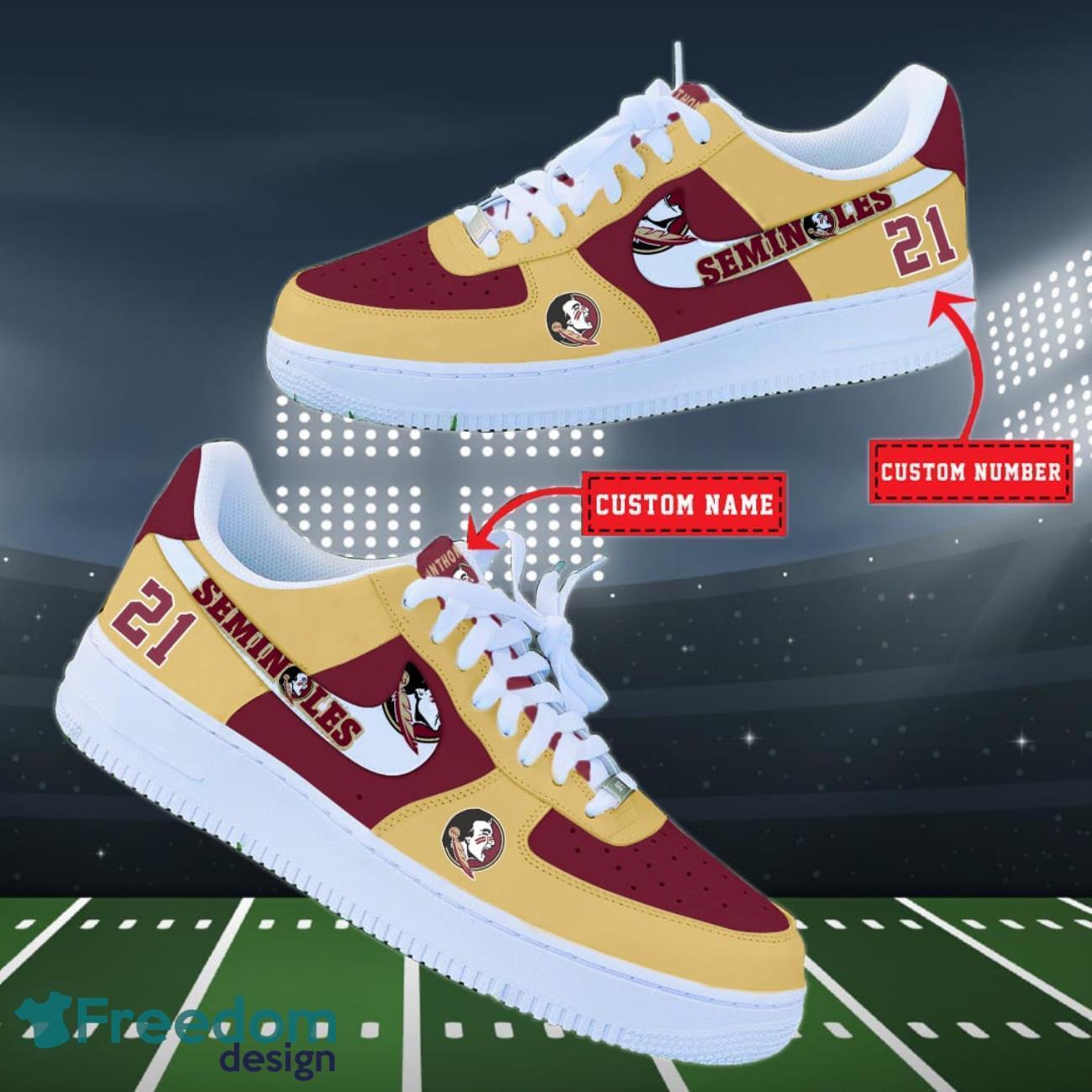 Florida State Seminoles NCAA Air Force Shoes Custom Name Product Photo 1