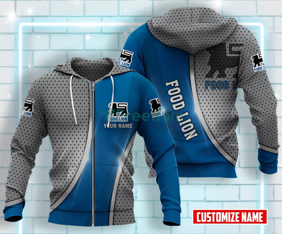 Food Lion All Over Printed 3D Custom Name Zip Hoodie Product Photo 1