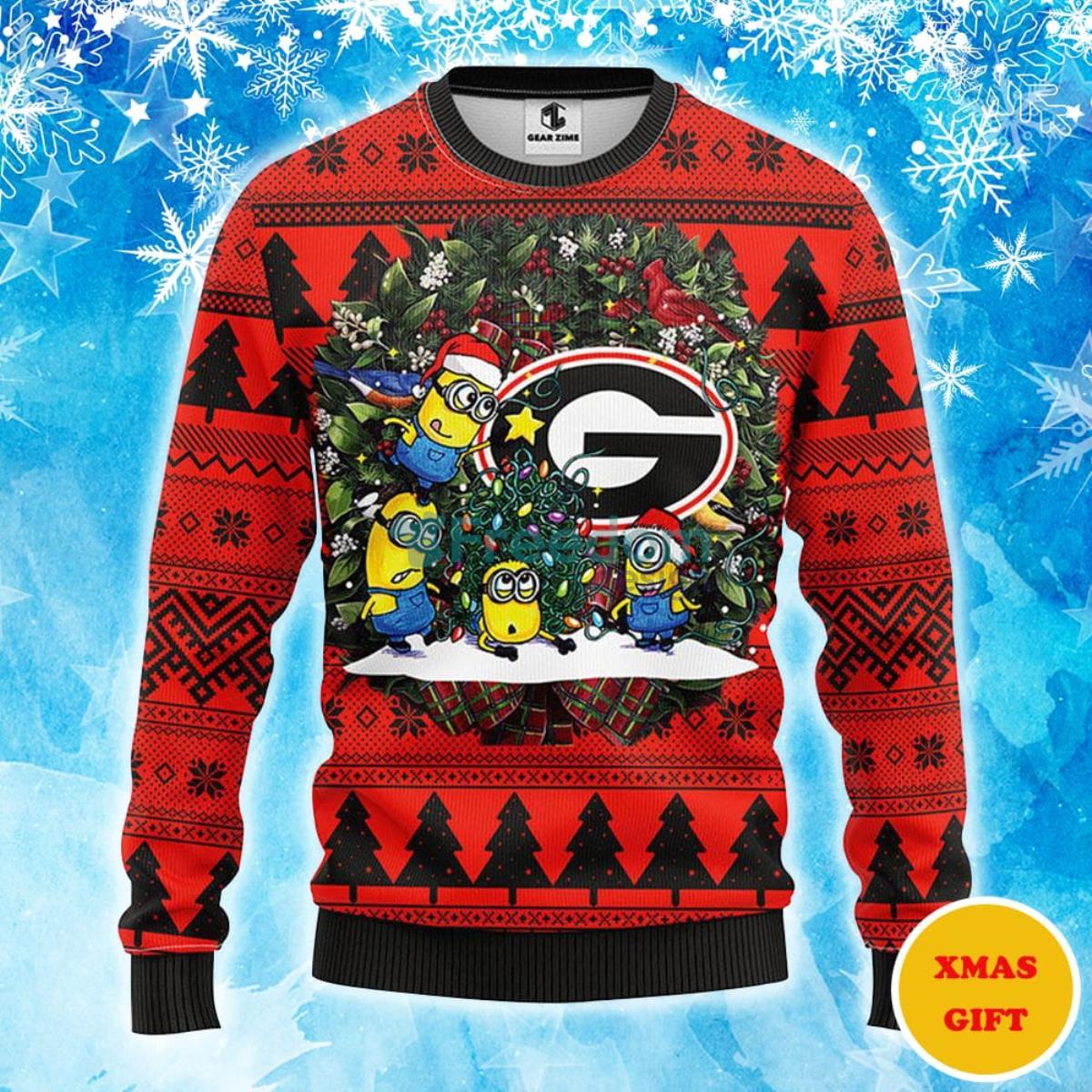 Georgia Bulldogs Minion Christmas AOP Sweater Product Photo 1