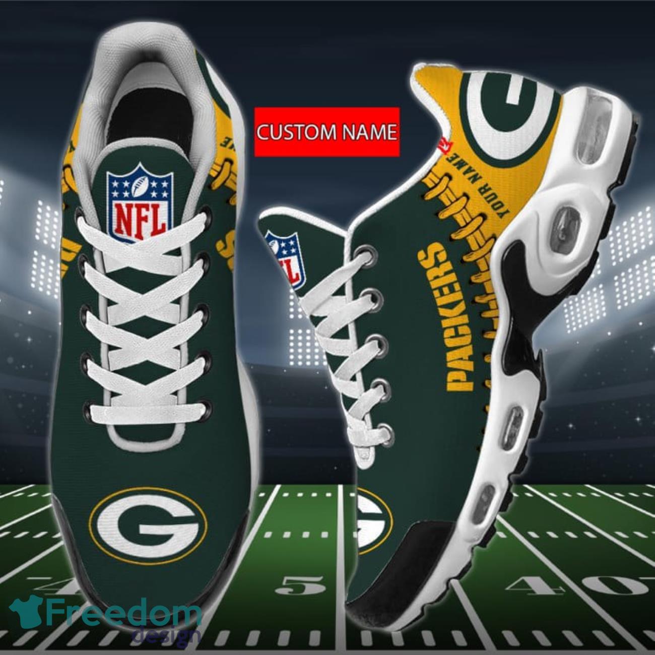 Green Bay Packers Air Cushion Sports Shoes Custom Name Product Photo 2