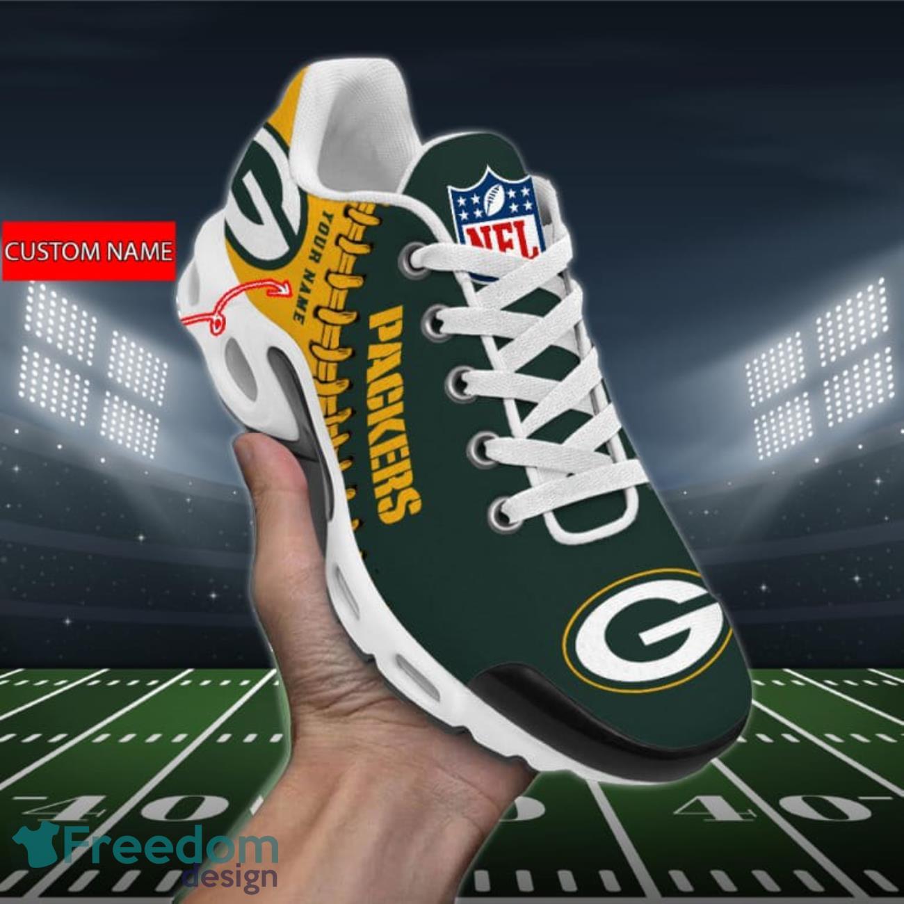 Green Bay Packers Air Cushion Sports Shoes Custom Name Product Photo 1