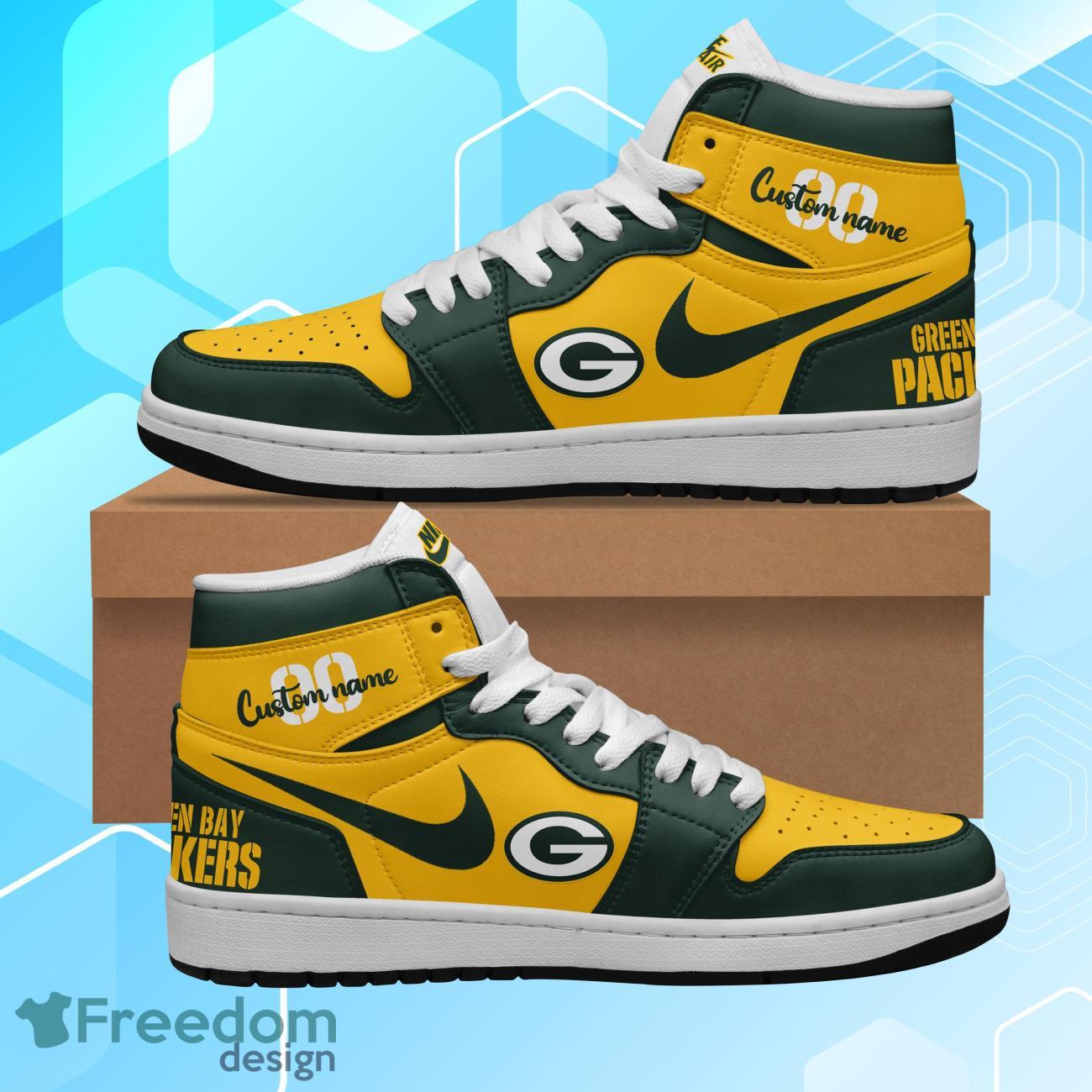 Green Bay Packers Air Jordan Hightop Shoes Custom Name & Number Product Photo 2