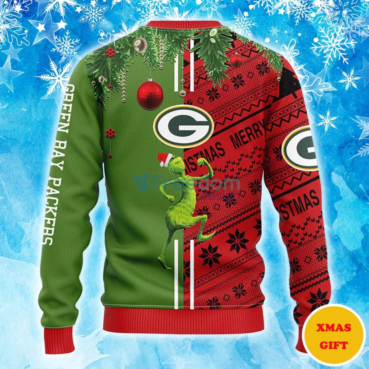 Green Bay Packers Grinch & Scooby-Doo Christmas AOP Sweater Product Photo 2