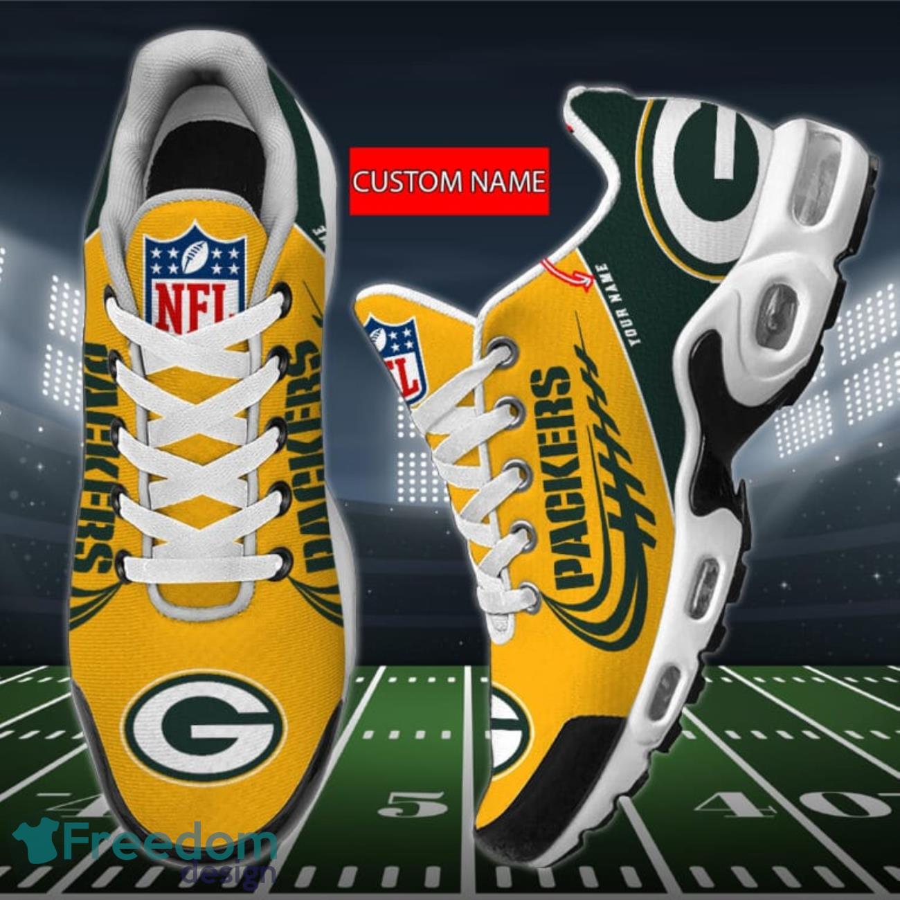 Green Bay Packers NFL Air Cushion Sports Shoes Custom Name Product Photo 2