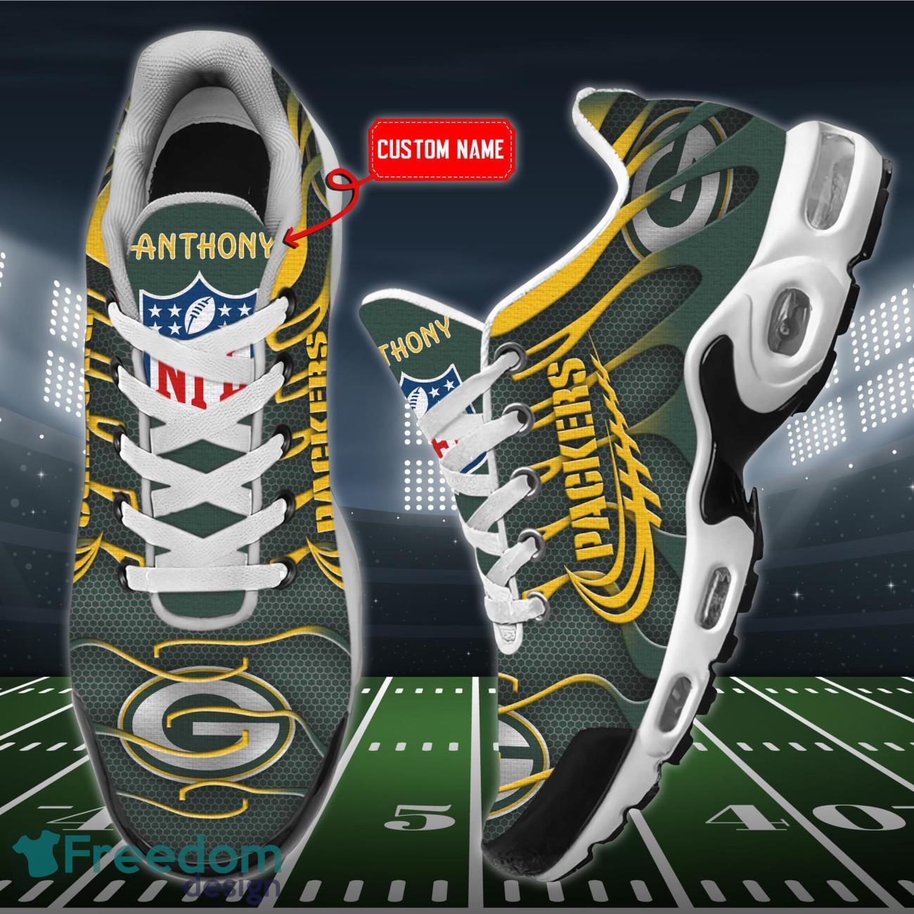 Green Bay Packers NFL Air Cushion Sports Shoes Custom Name Shoes Product Photo 2