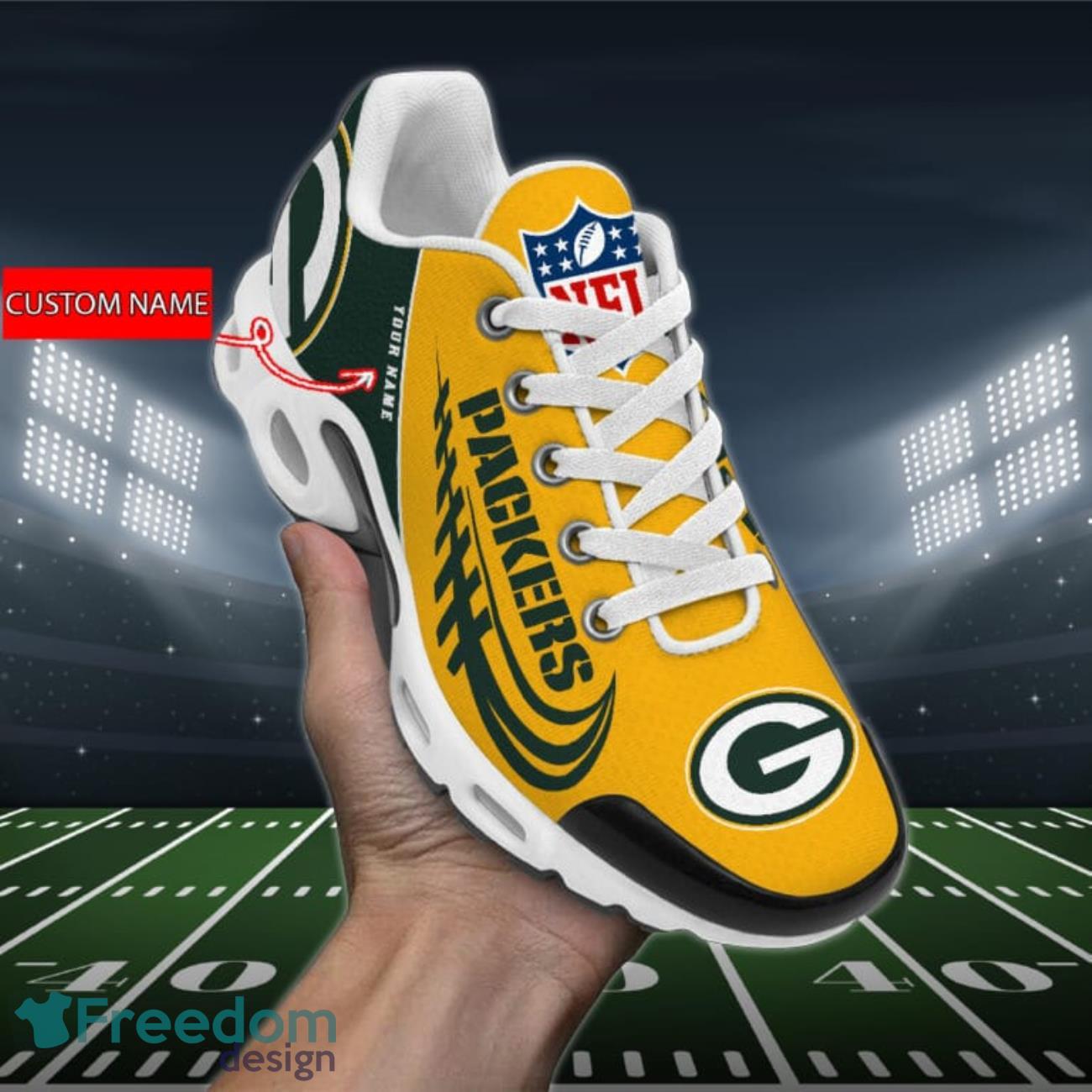 Green Bay Packers NFL Air Cushion Sports Shoes Custom Name Product Photo 1