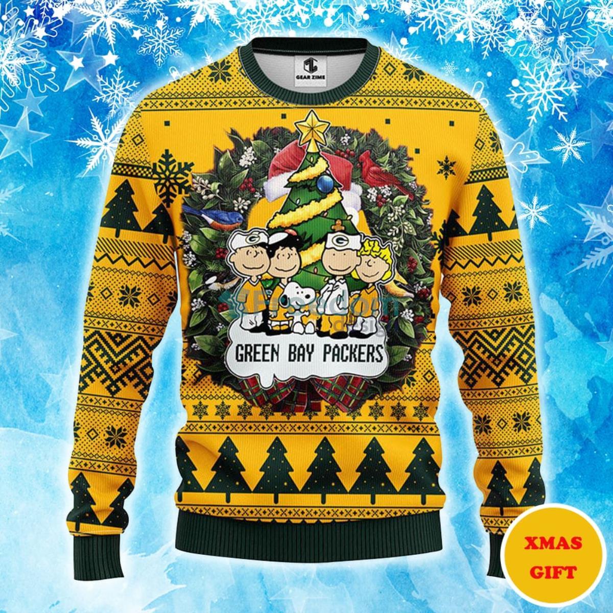 Green Bay Packers Snoopy Dog Christmas AOP Sweater Product Photo 1