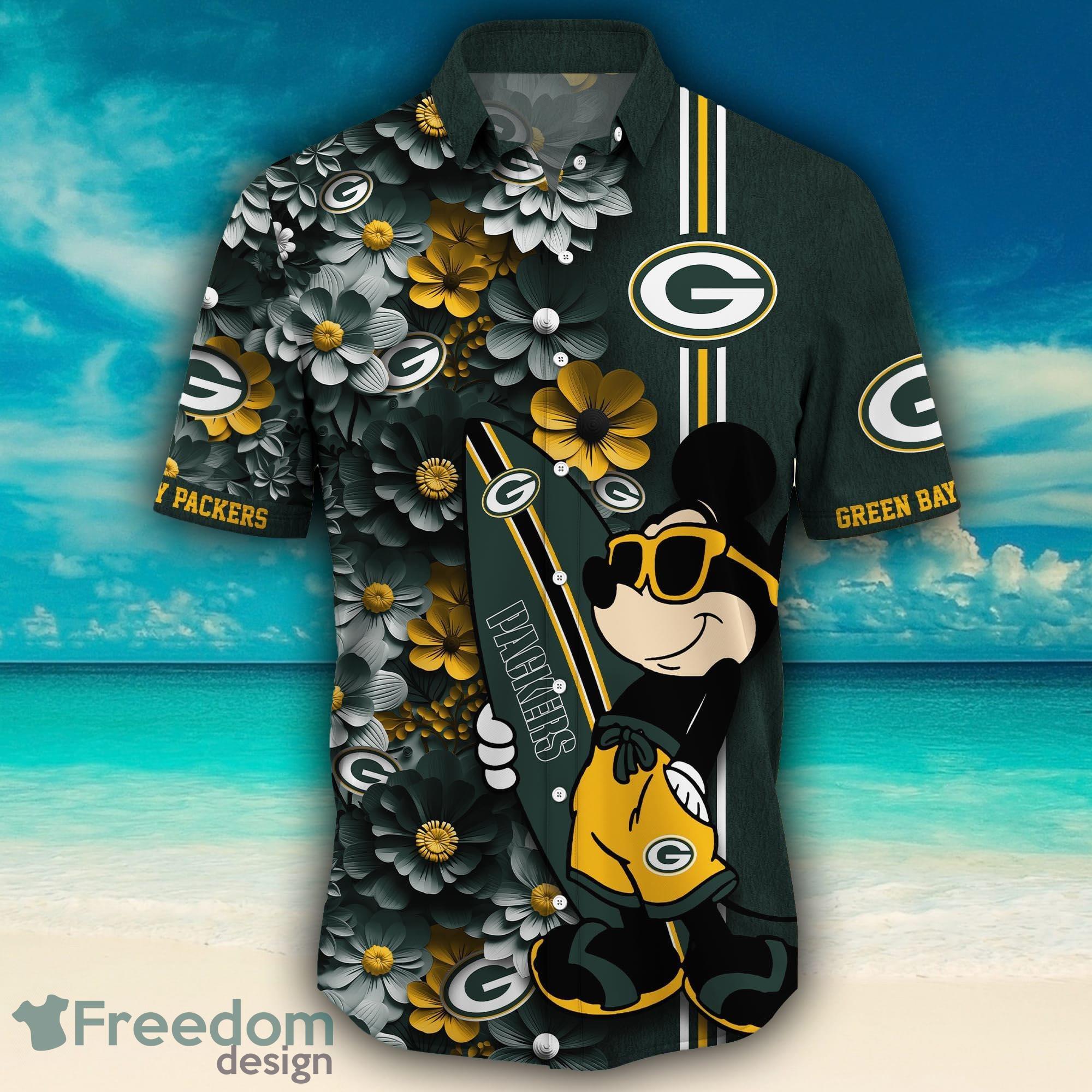 Green Bay Packers Surfboard Parttern Mickey Mouse Flower Hawaiian