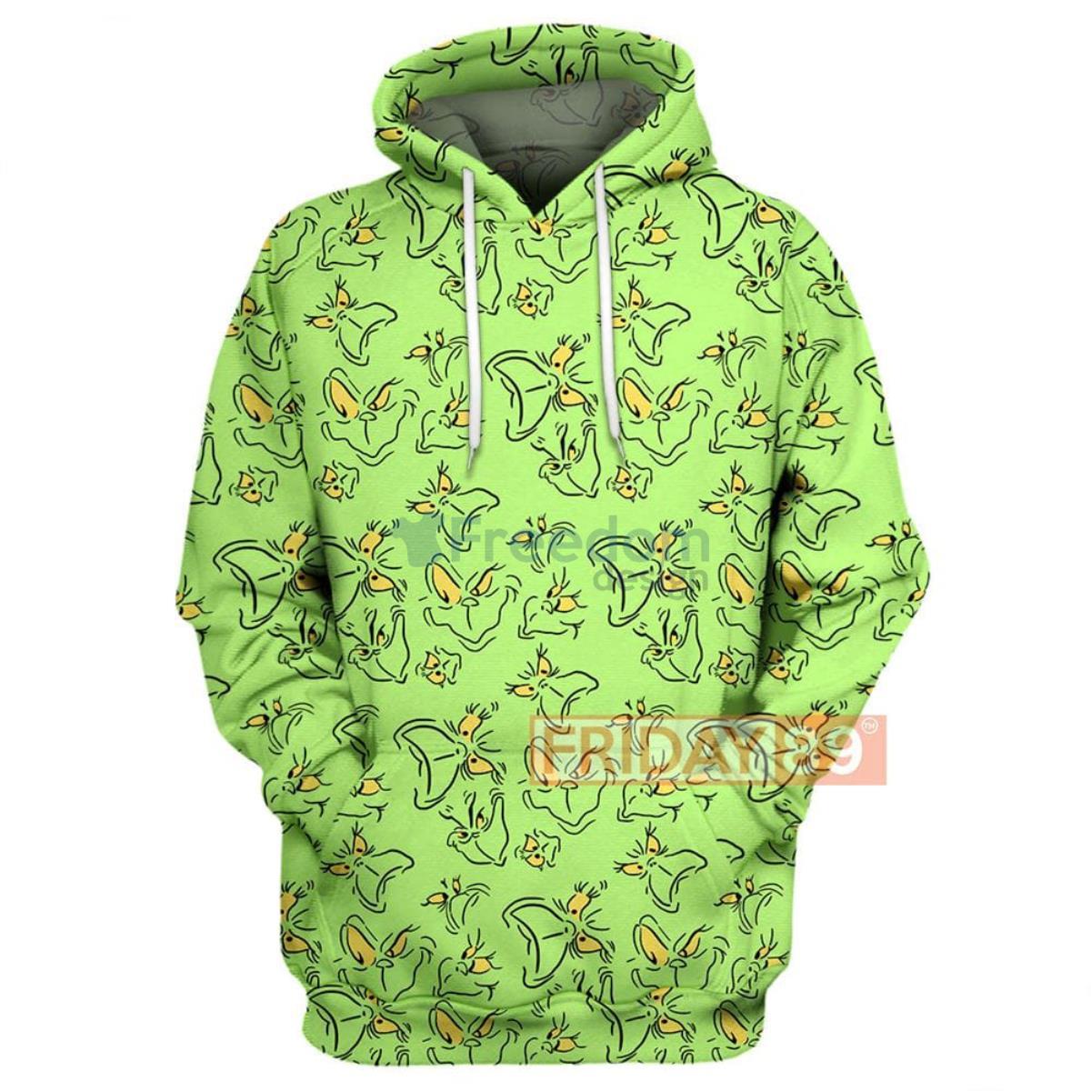 Grinch 3D Print Grinch Face 3D Hoodie Product Photo 1