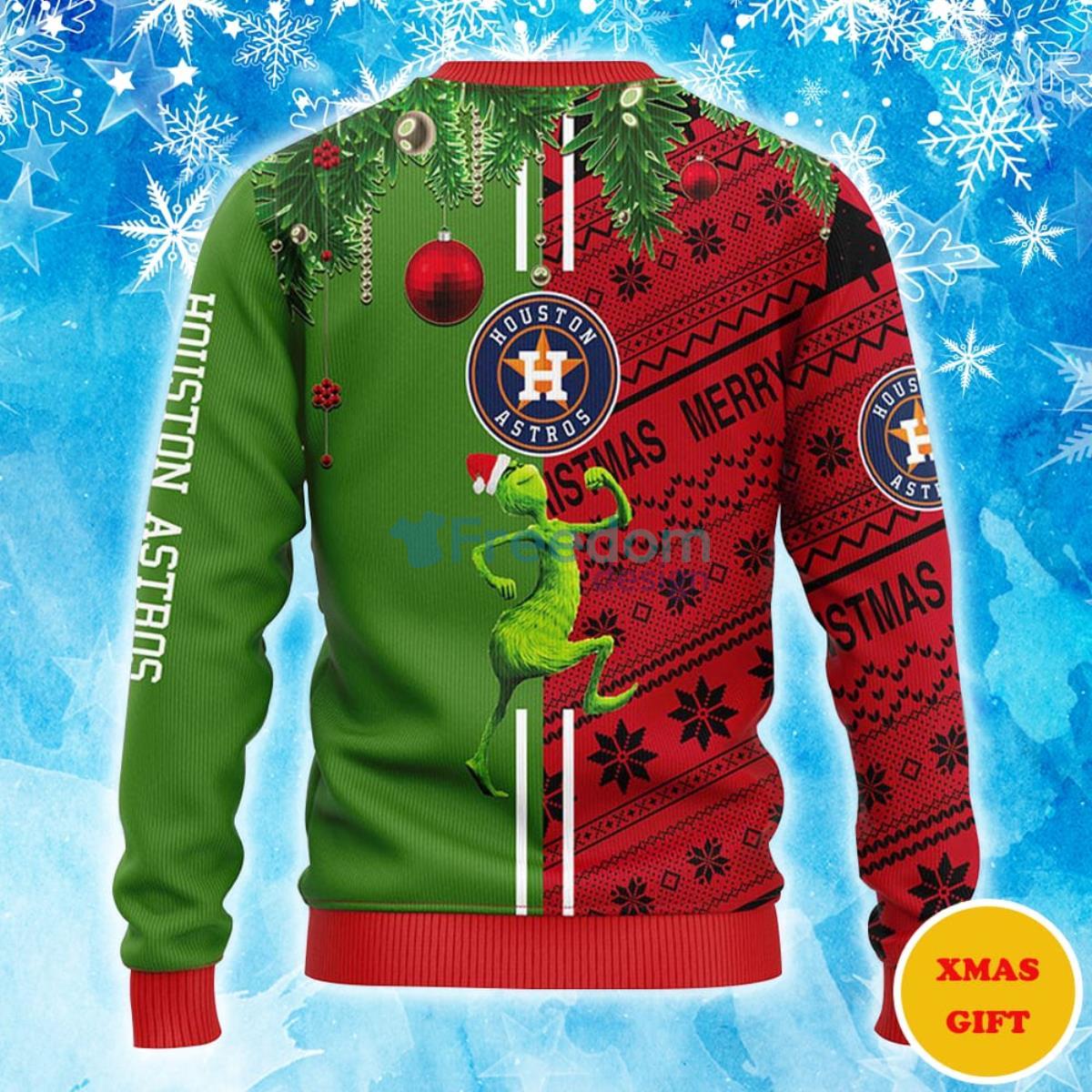 Houston Astros Grinch & Scooby-doo Christmas AOP Sweater Product Photo 2