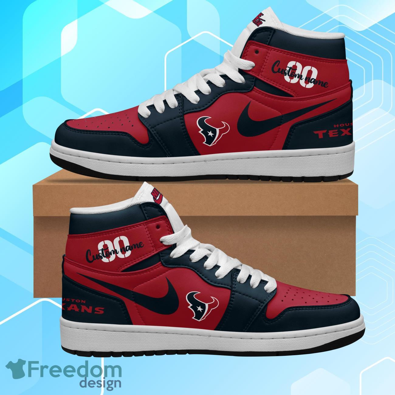 Houston Texans Air Jordan Hightop Shoes Custom Name & Number Product Photo 2