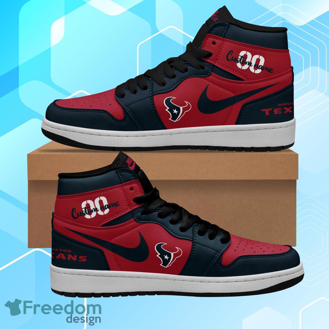 Houston Texans Air Jordan Hightop Shoes Custom Name & Number Product Photo 1