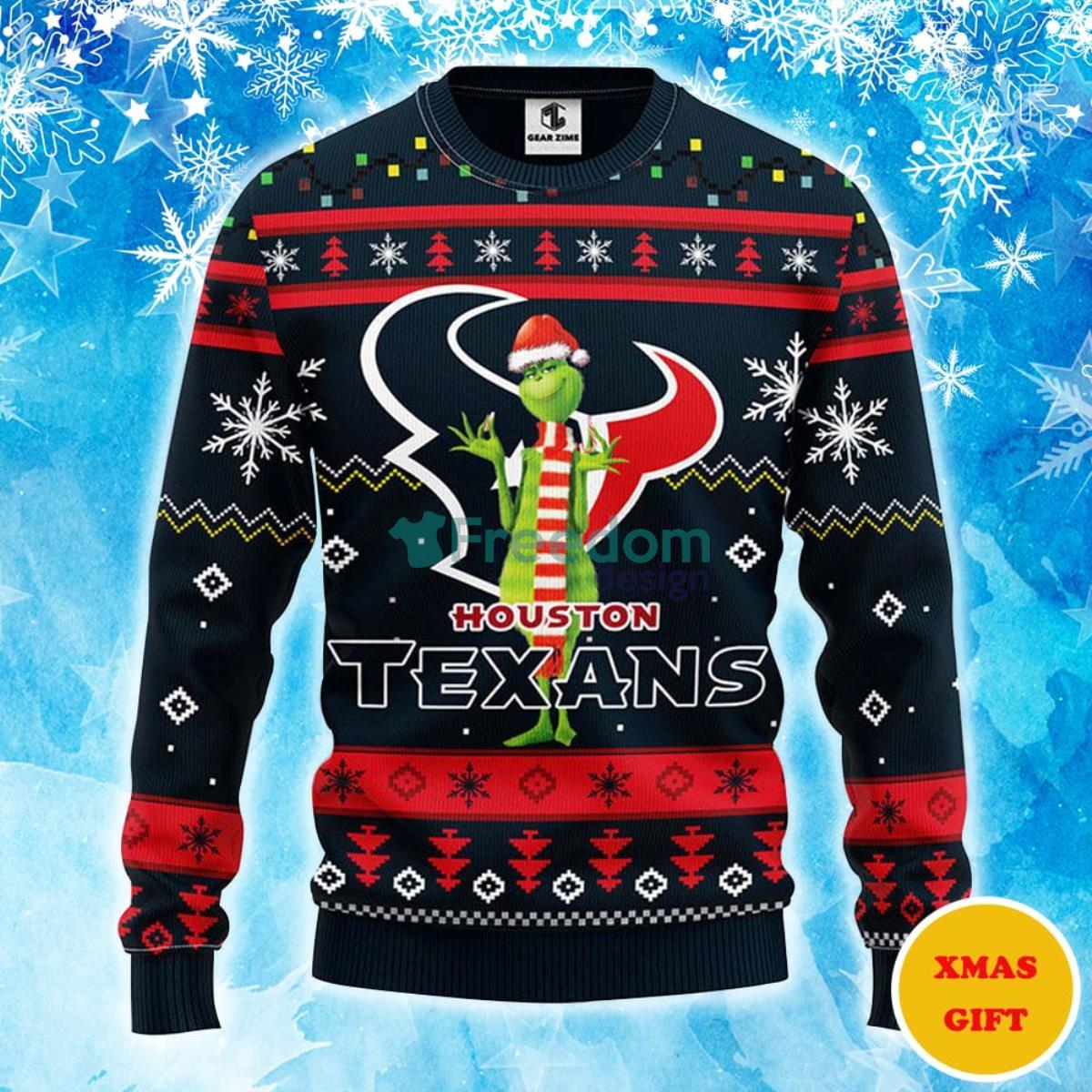 Houston Texans Funny Grinch Christmas AOP Sweater Product Photo 1