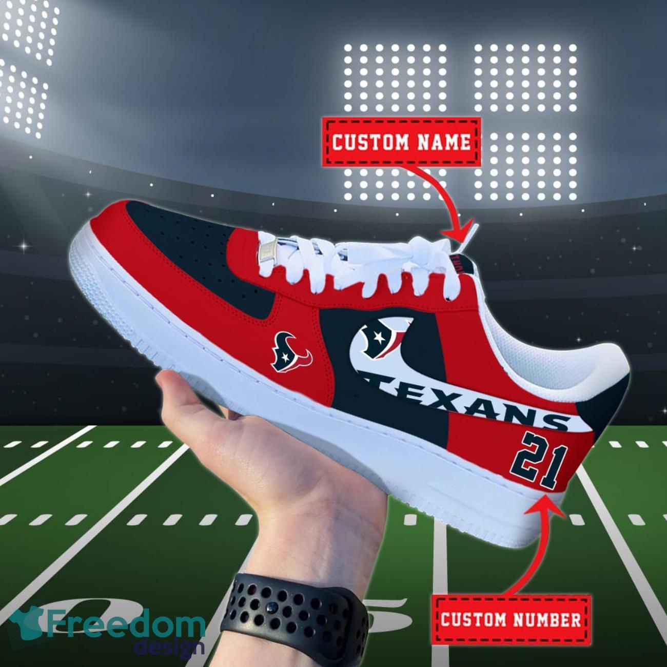 Houston Texans NFL Personalized Air Force Shoes Custom Name Product Photo 1