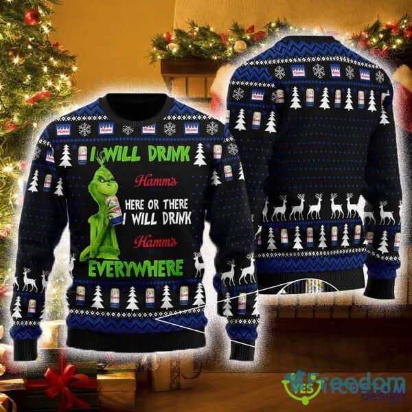 I Will Drink Hamms Beer Everywhere Design 7 Ugly Christmas Sweater For Men And Women - I Will Drink Hamms Beer Everywhere Design 7 Ugly Christmas Sweater For Men And Women