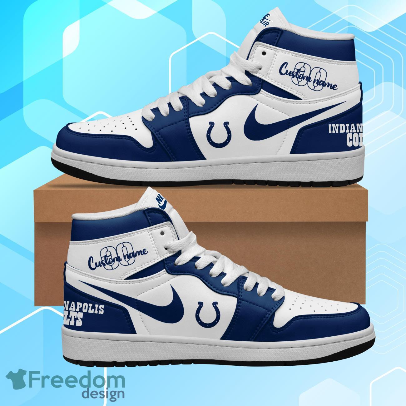 Indianapolis Colts Air Jordan Hightop Shoes Custom Name & Number Product Photo 2