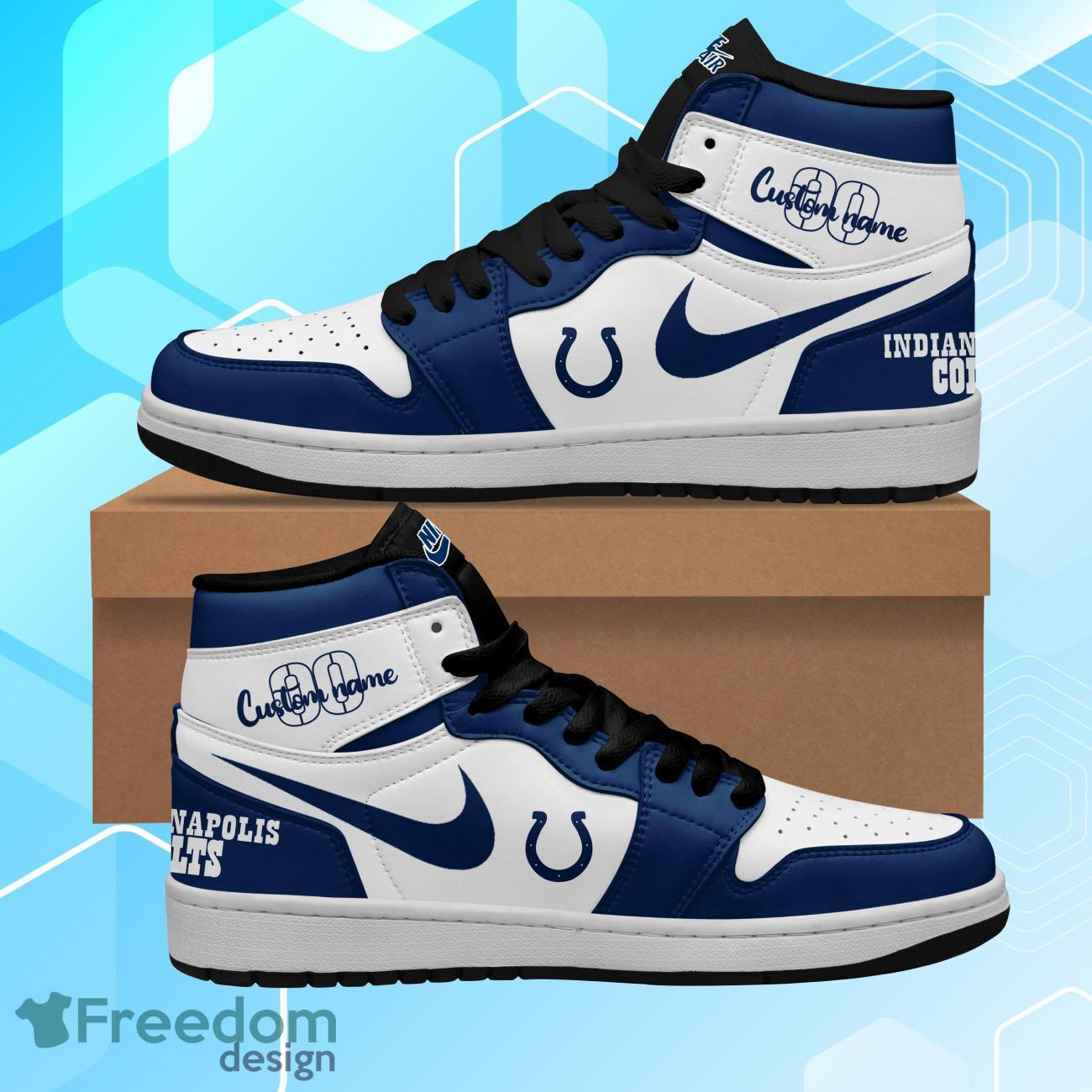 Indianapolis Colts Air Jordan Hightop Shoes Custom Name & Number Product Photo 1