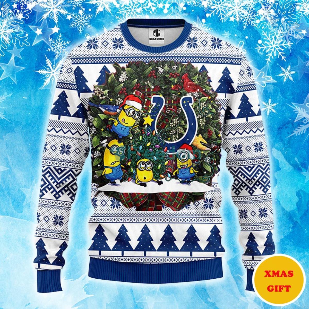 Indianapolis Colts Minion Christmas AOP Sweater Product Photo 1