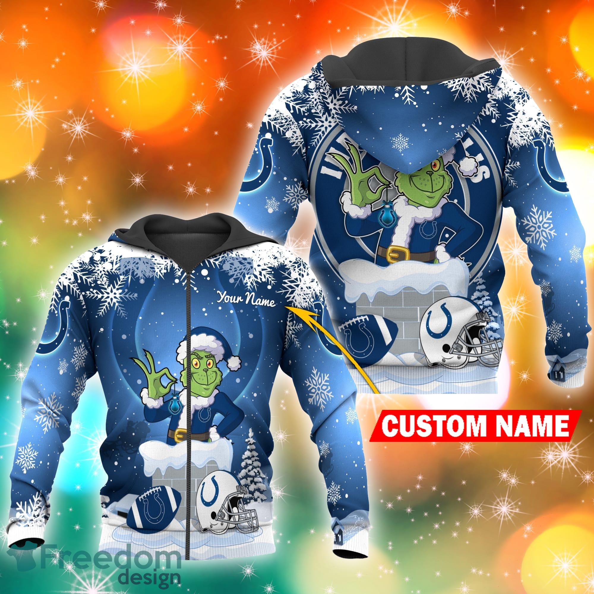 Indianapolis Colts NFL Christmas Grinch in Chimney 3D Hoodie Pullover  Prints Custom Name - Freedomdesign