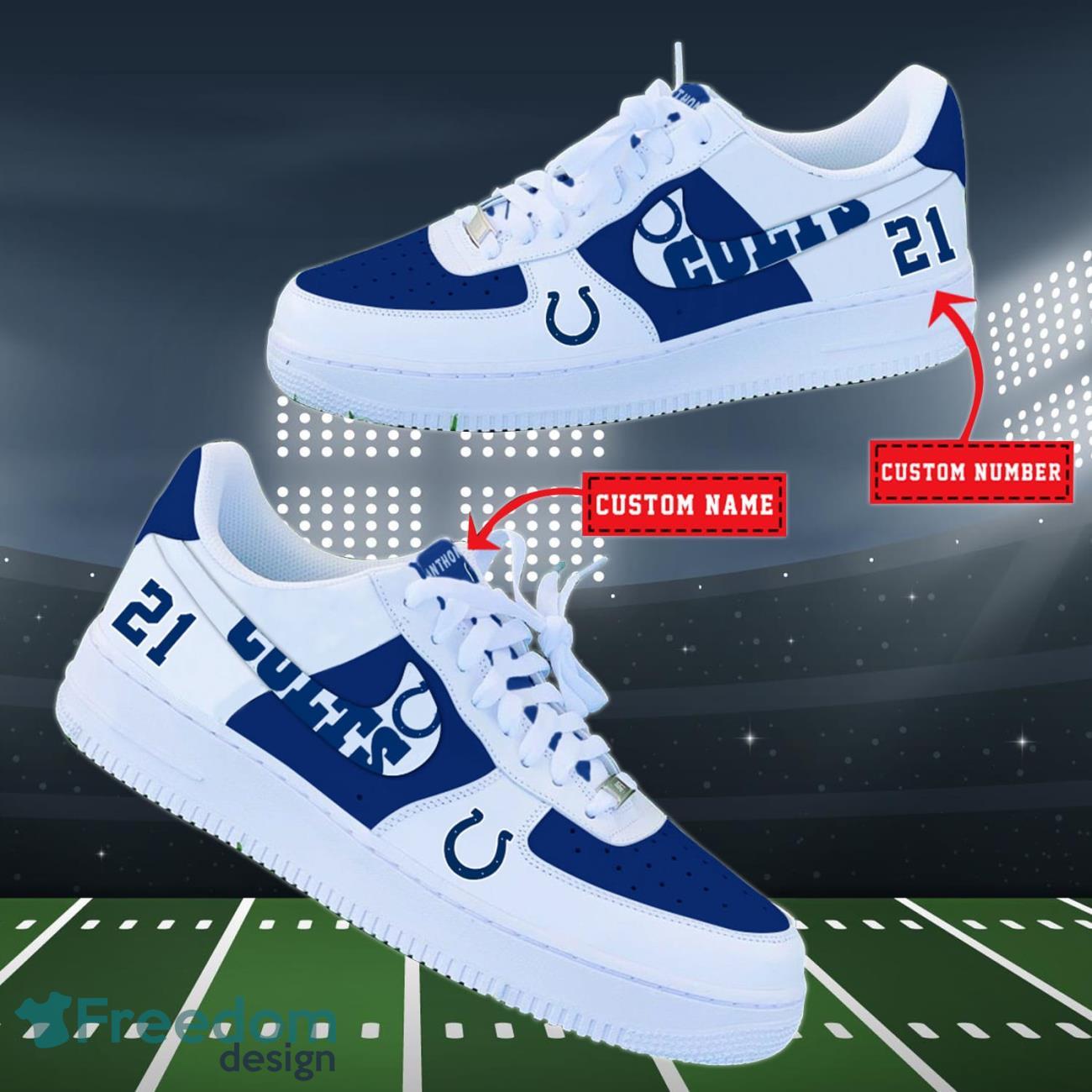 Indianapolis Colts NFL Personalized Air Force Shoes Custom Name Product Photo 2