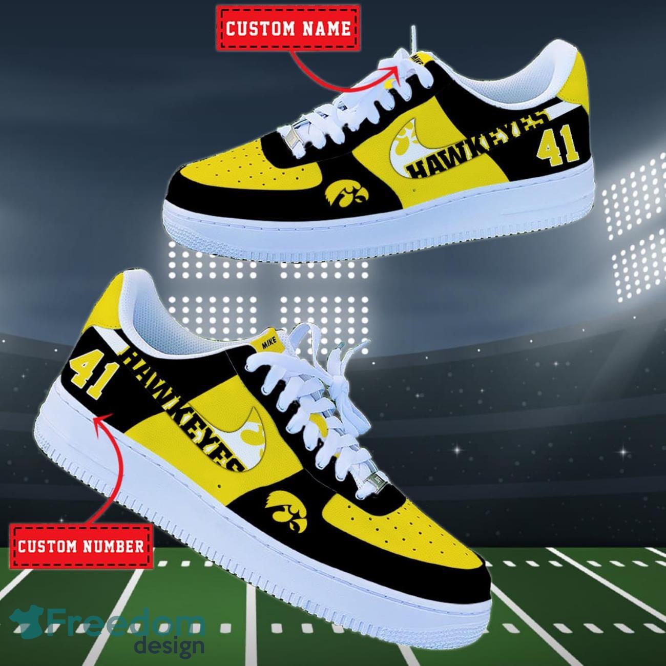 Iowa Hawkeyes NCAA Air Force Shoes Custom Name Product Photo 2