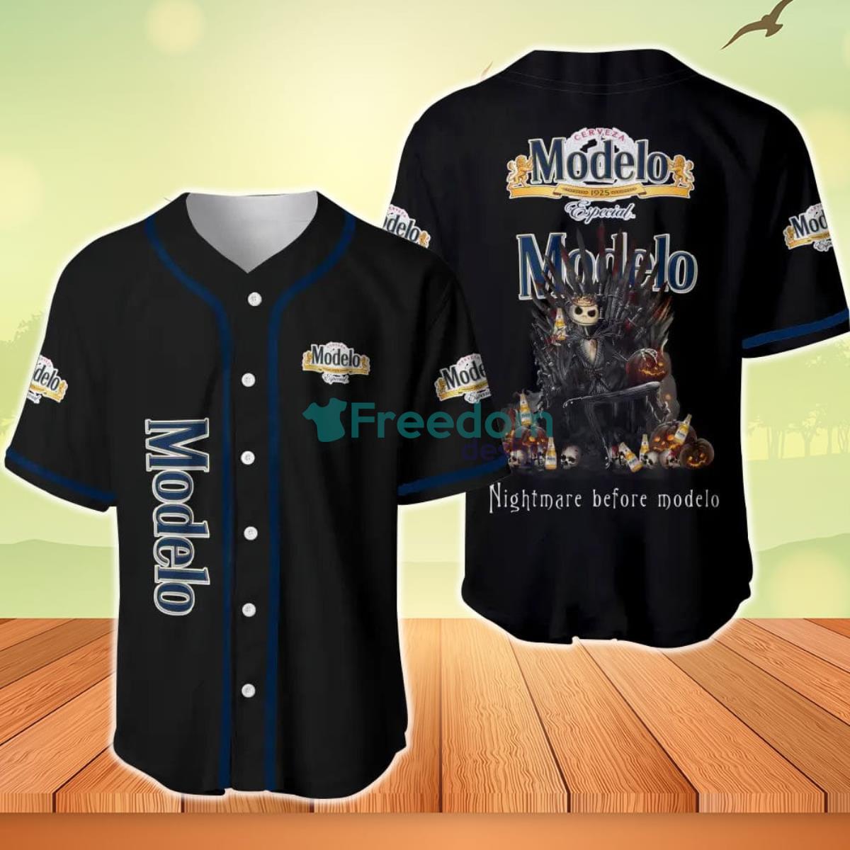 Jack Skellington Nightmare Before Modelo Baseball Jersey Product Photo 1