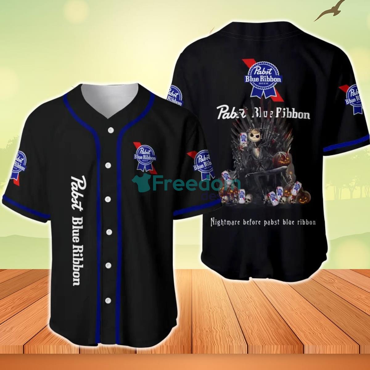 Jack Skellington Nightmare Before Pabst Blue Ribbon Baseball Jersey Product Photo 1