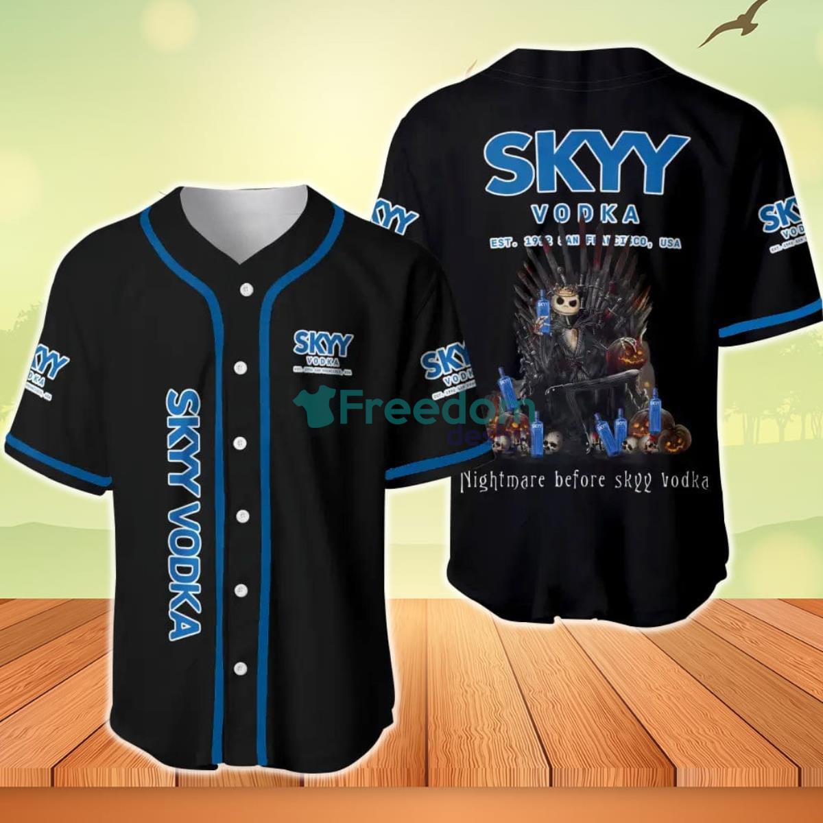 Jack Skellington Nightmare Before SKYY Vodka Baseball Jersey Product Photo 1