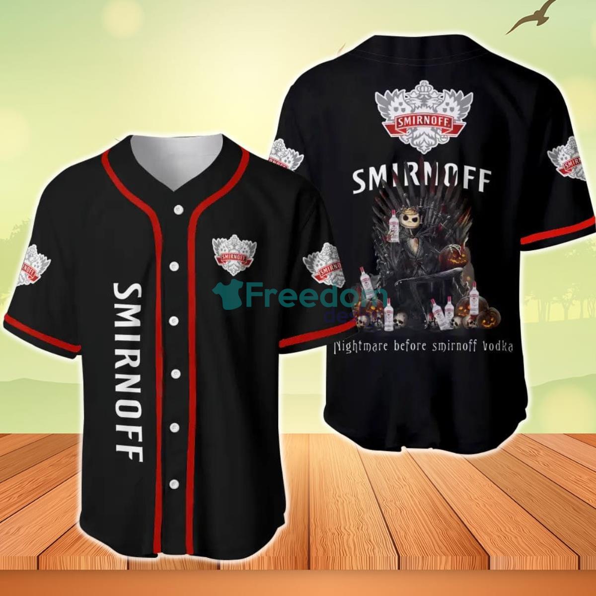 Jack Skellington Nightmare Before Smirnoff Vodka Baseball Jersey Product Photo 1