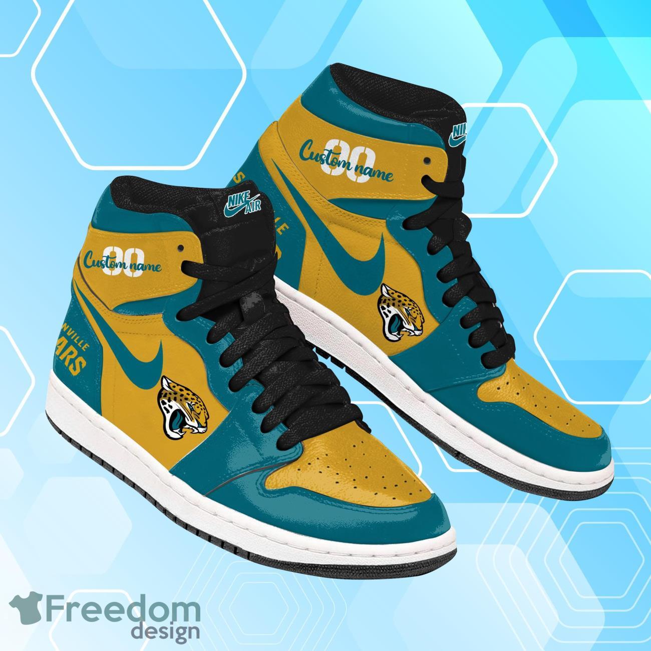 Jacksonville Jaguars Air Jordan Hightop Shoes Custom Name & Number image Jacksonville Jaguars Air Jordan Hightop Shoes Custom Name & Number Product Photo 3