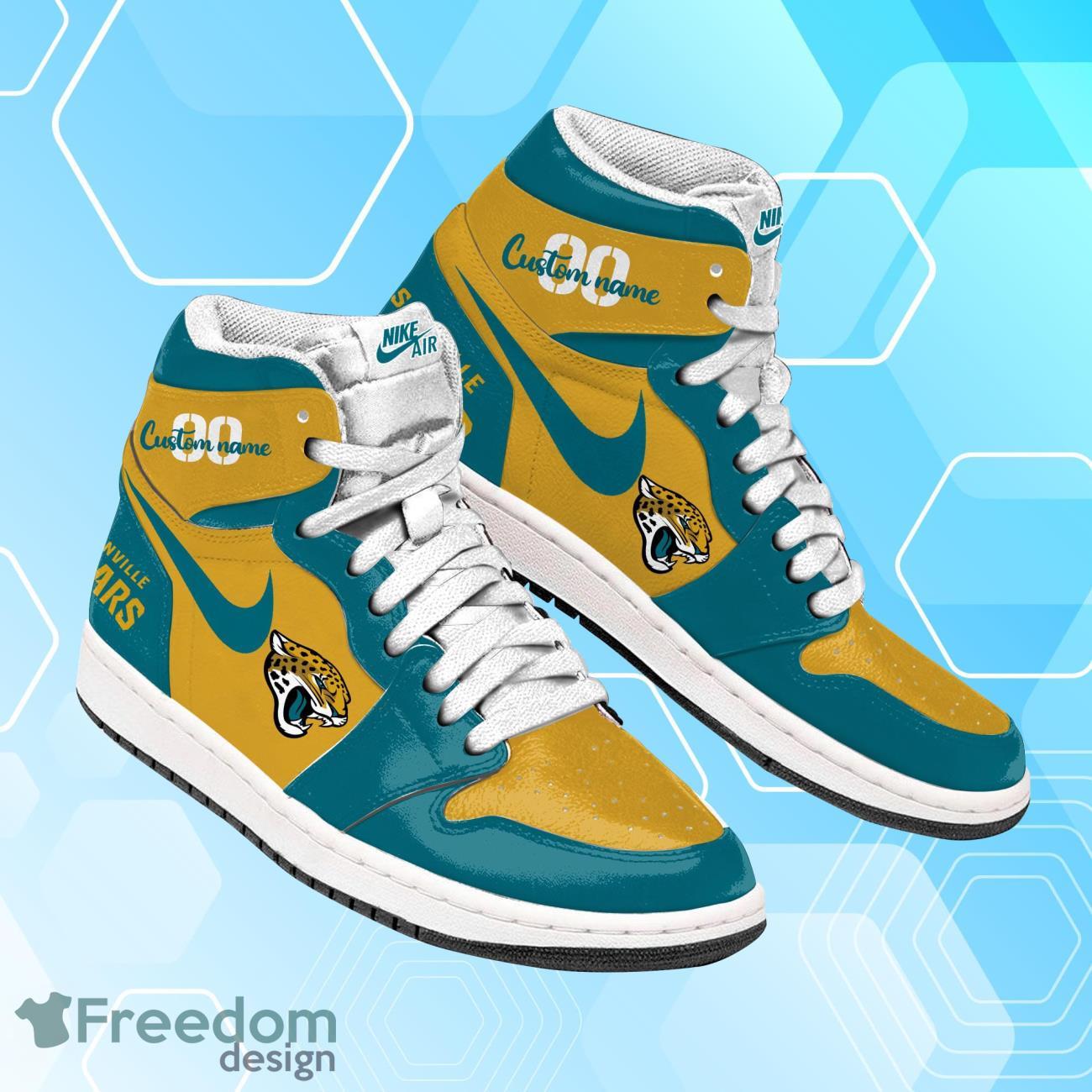 Jacksonville Jaguars Air Jordan Hightop Shoes Custom Name & Number Product Photo 4 Jacksonville Jaguars Air Jordan Hightop Shoes Custom Name & Number Product Photo 4