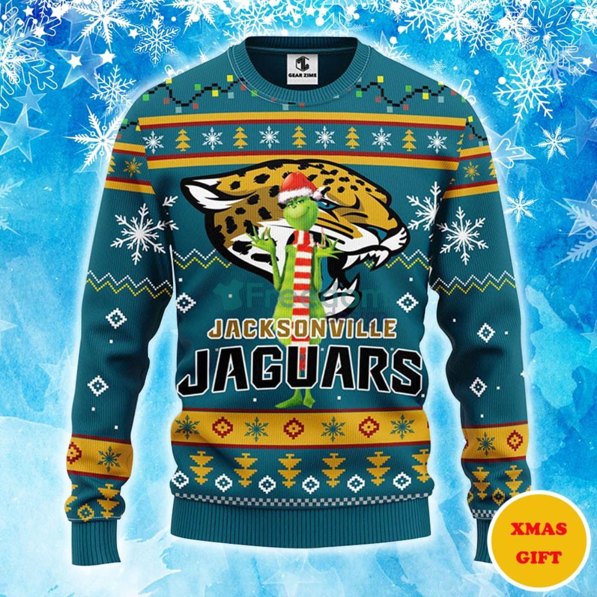 Jacksonville Jaguars Funny Grinch Christmas AOP Sweater Product Photo 1